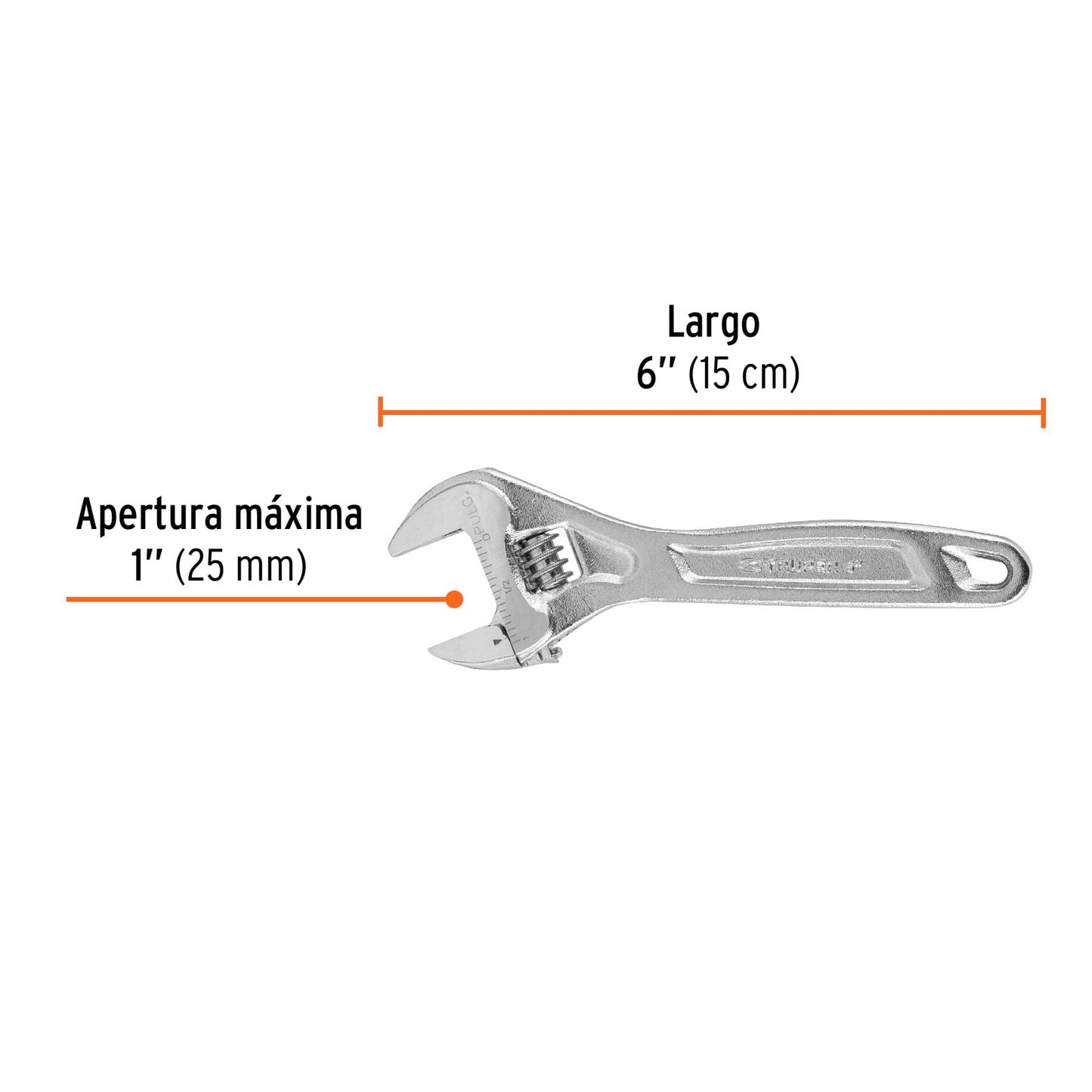 PET-6C Llave expansiva profesional, cromada 6", Truper Expert