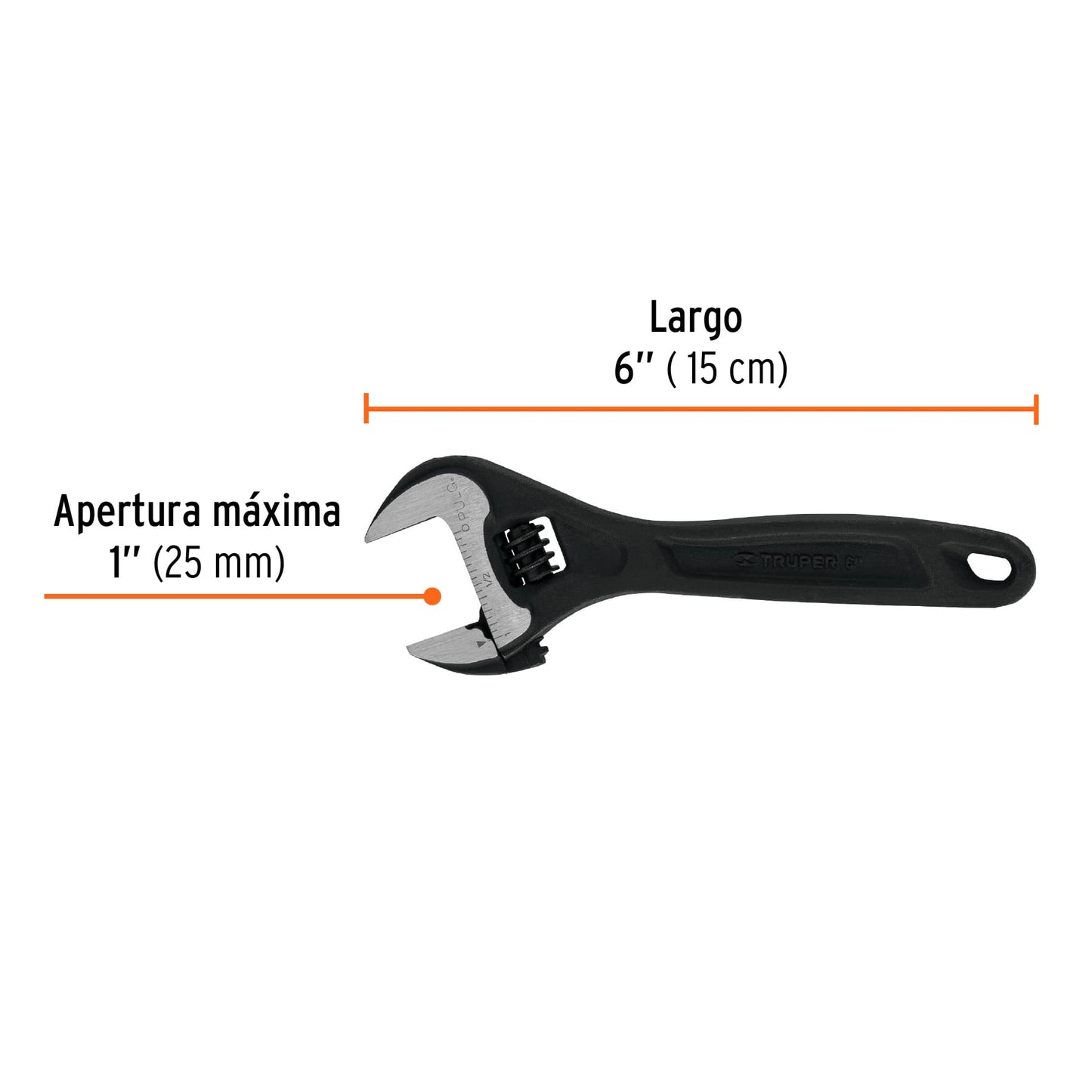 PET-6 Llave expansiva profesional, pavonada 6", Truper Expert