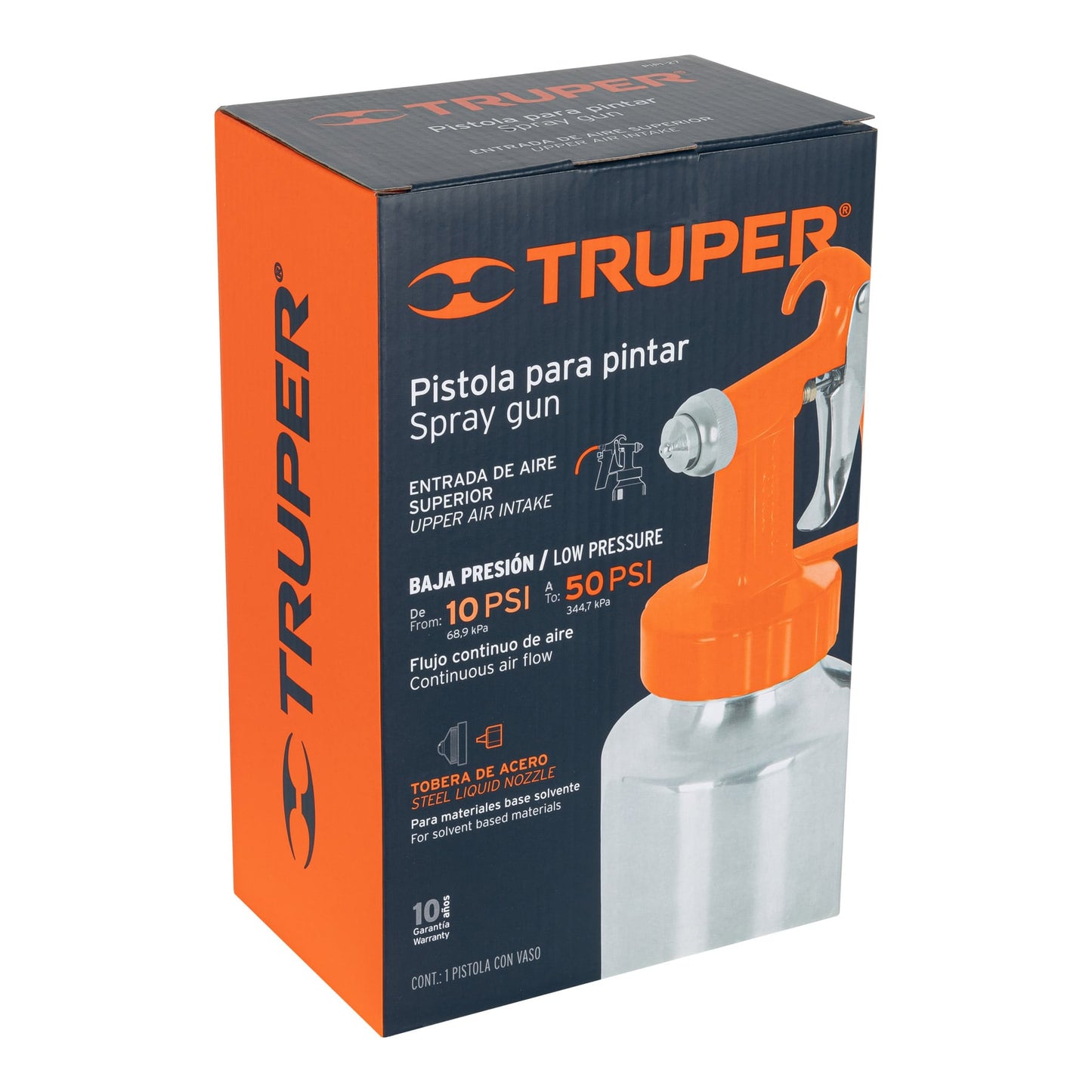 PIPI-27 Pistola para pintar de baja presión, naranja, entrada superior
