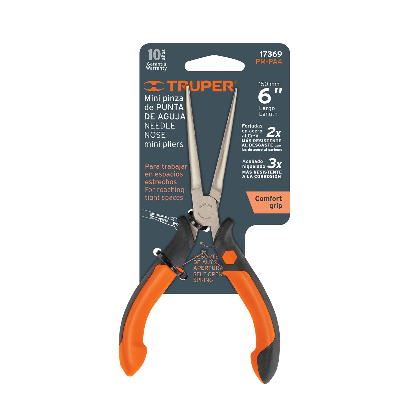 PM-PA4 Alicate miniatura punta de aguja 5', mango comfort grip