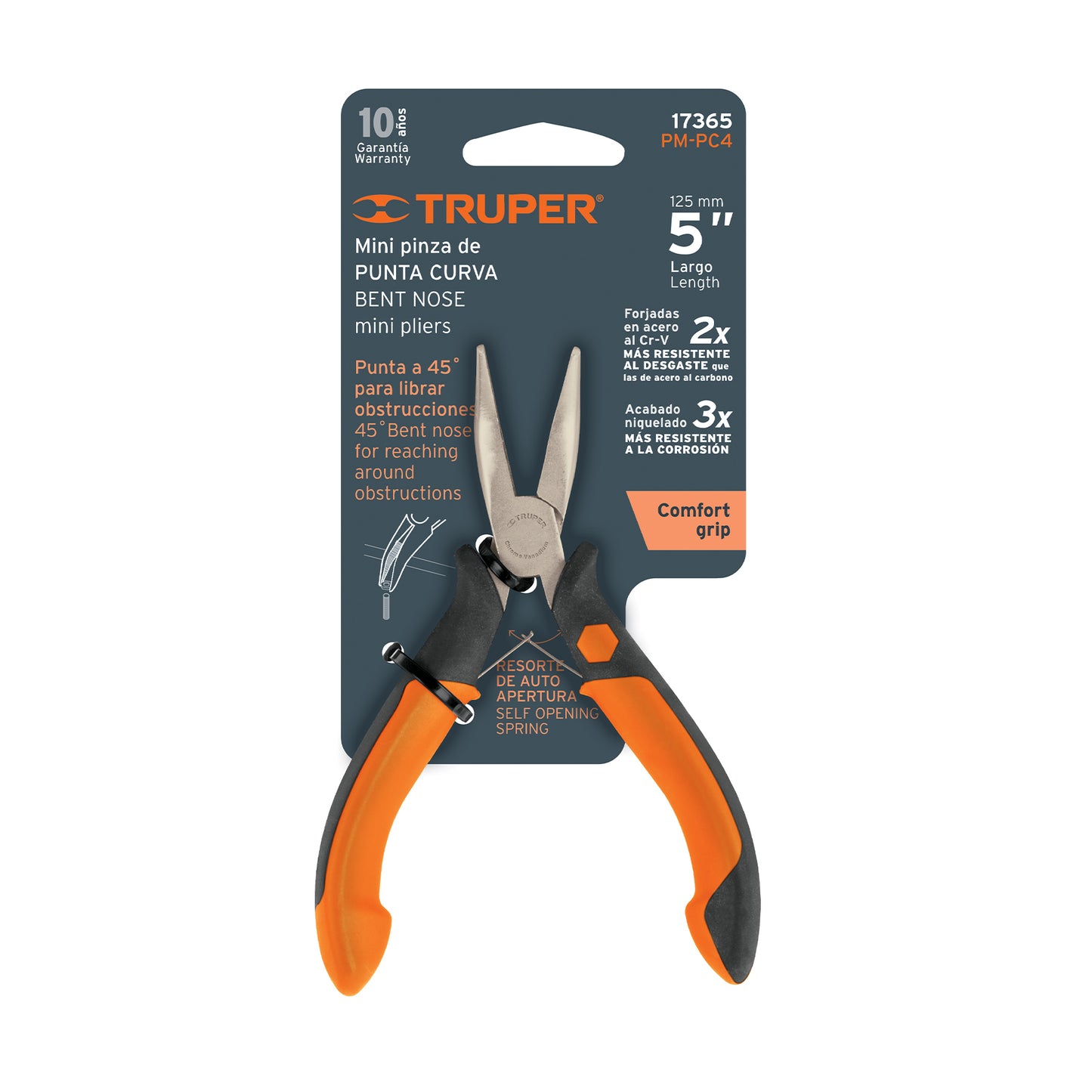 PM-PC4 Alicate miniatura punta curva 4', mango comfort grip