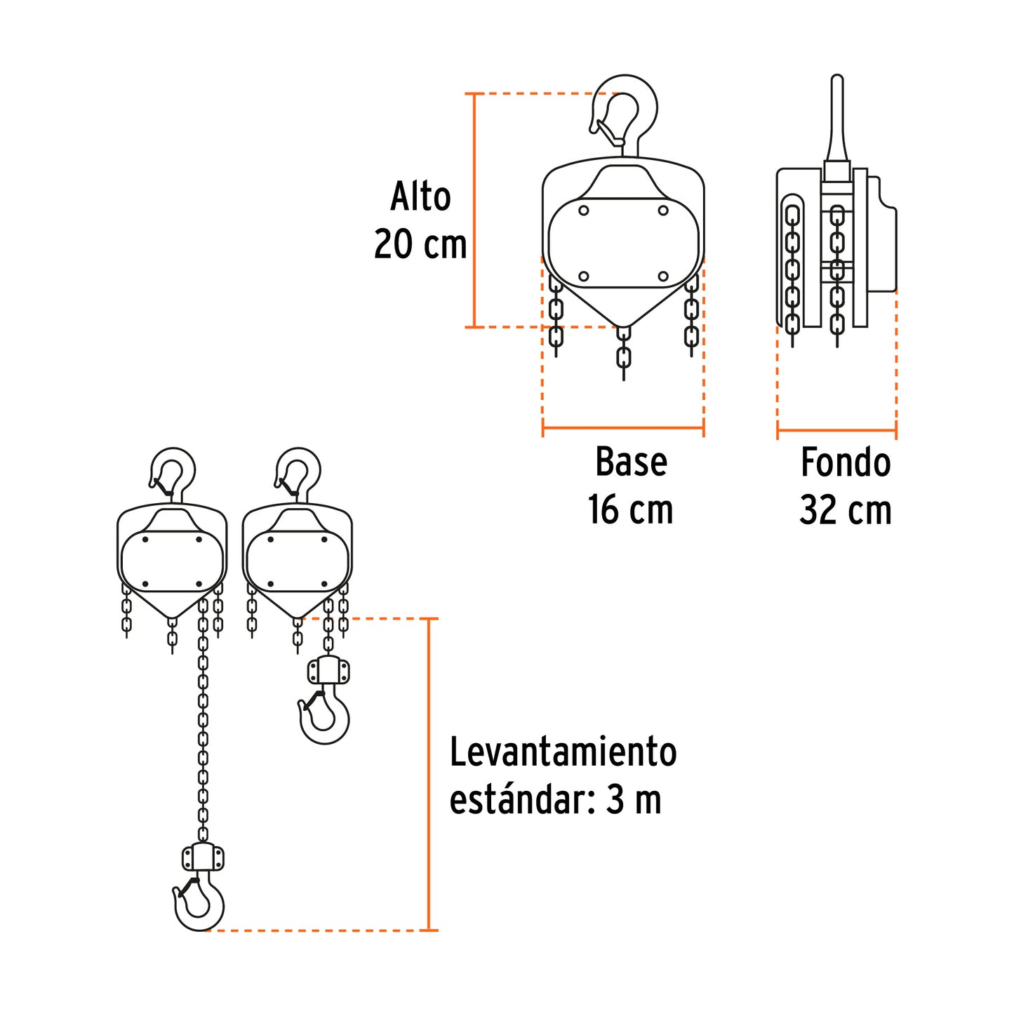 POL-1-1/2 Diferencial de 1-1/2 ton