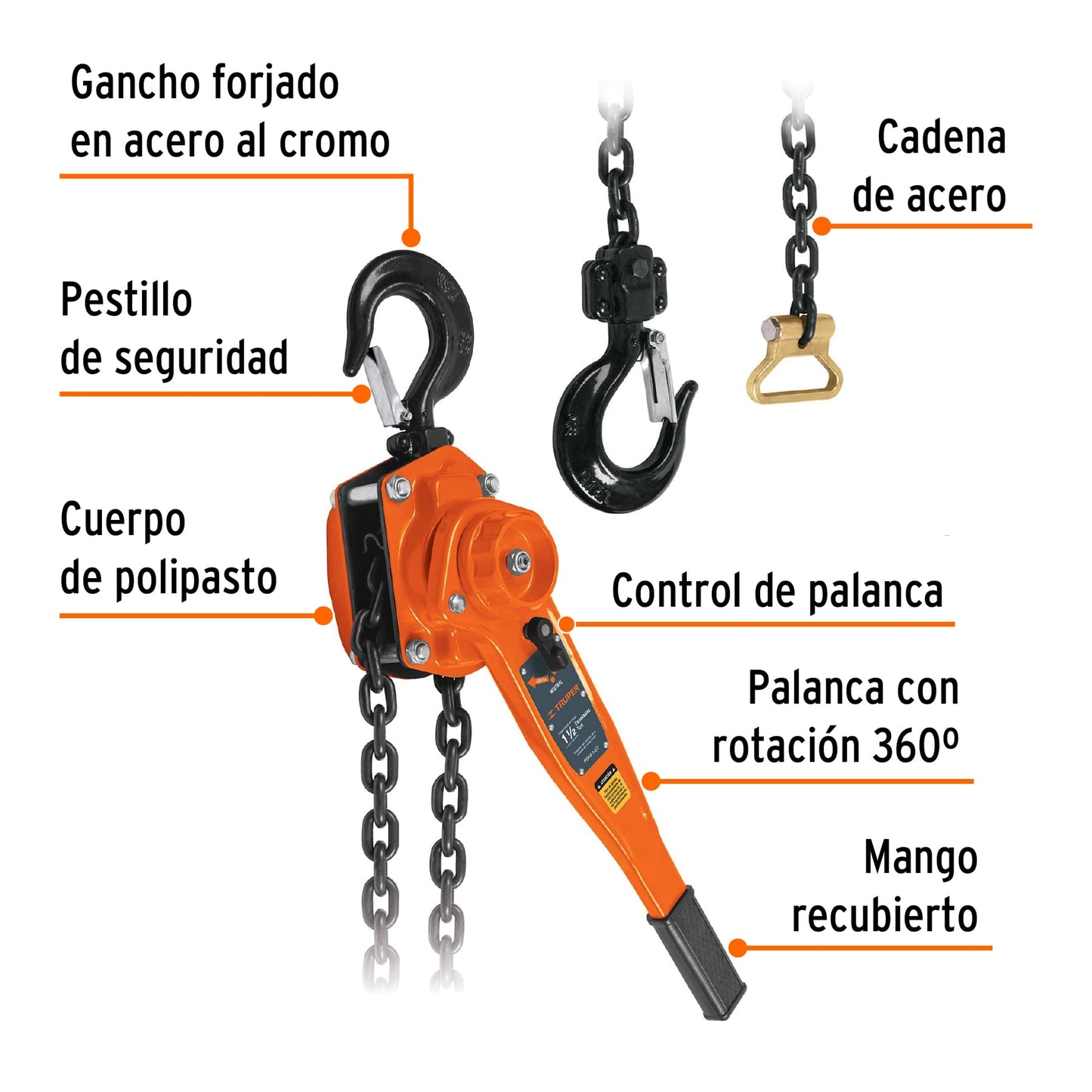 POPA-1-1/2 Diferencial de palanca, 1-1/2 ton