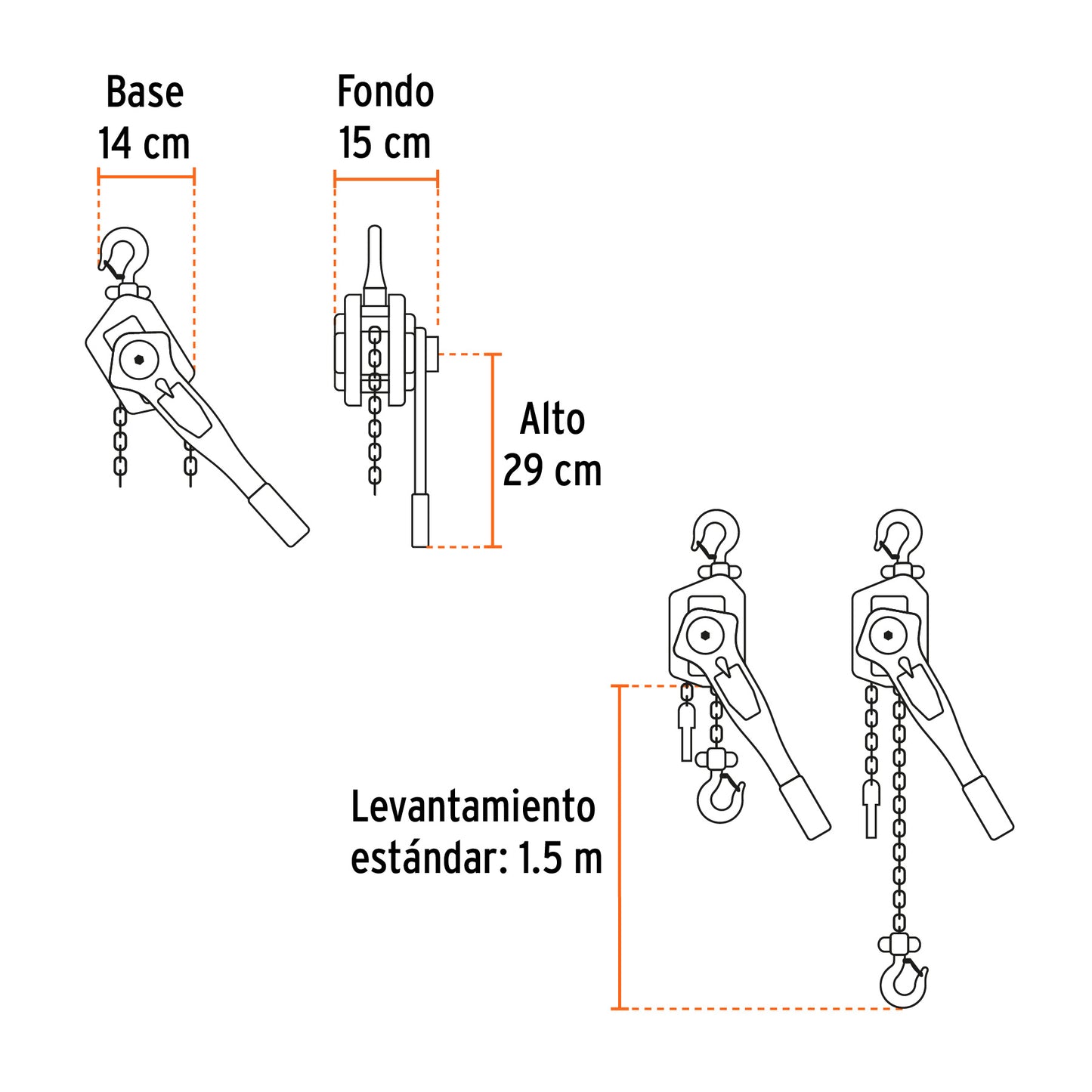 POPA-3/4 Diferencial de palanca, 3/4 ton