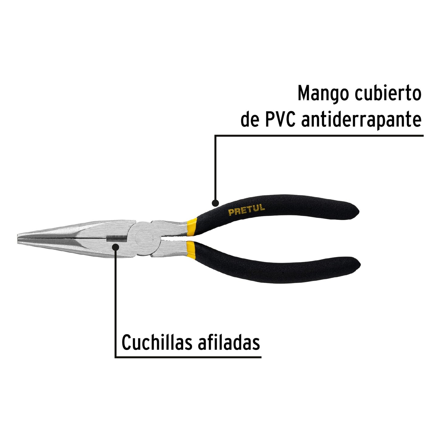PPC-8P Alicate de punta larga 8", mango en PVC, Pretul