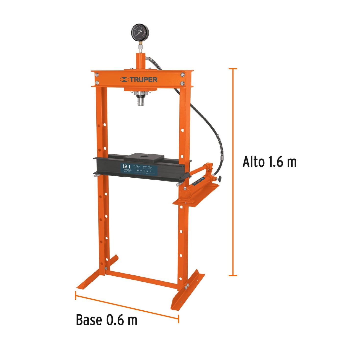 PREH-12 Prensa hidráulica 12 toneladas, con manómetro