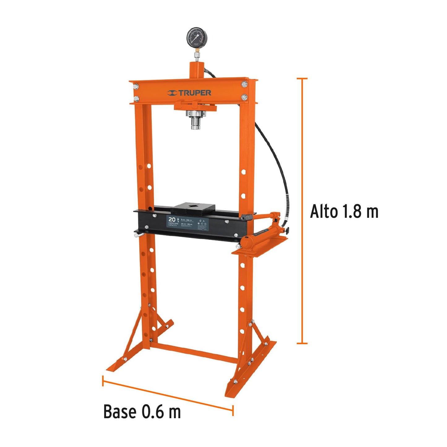 PREH-20 Prensa hidráulica 20 toneladas, con manómetro