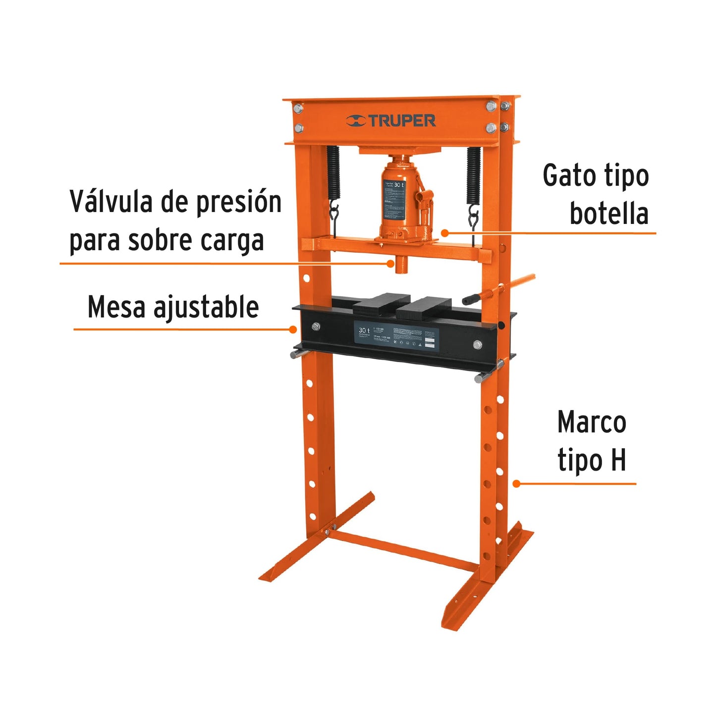 PREH-30G Prensa hidráulica 30 toneladas con gato de botella