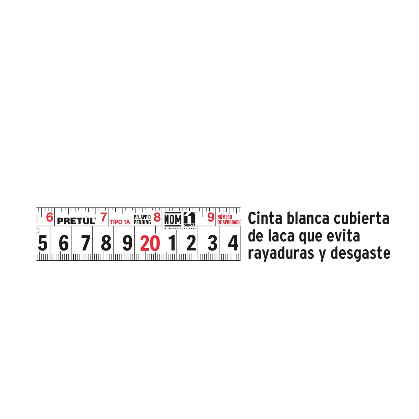 PRO-5MEB Flexómetro, amarillo, 5m,cinta 3/4", Pretul,tarjeta plástica