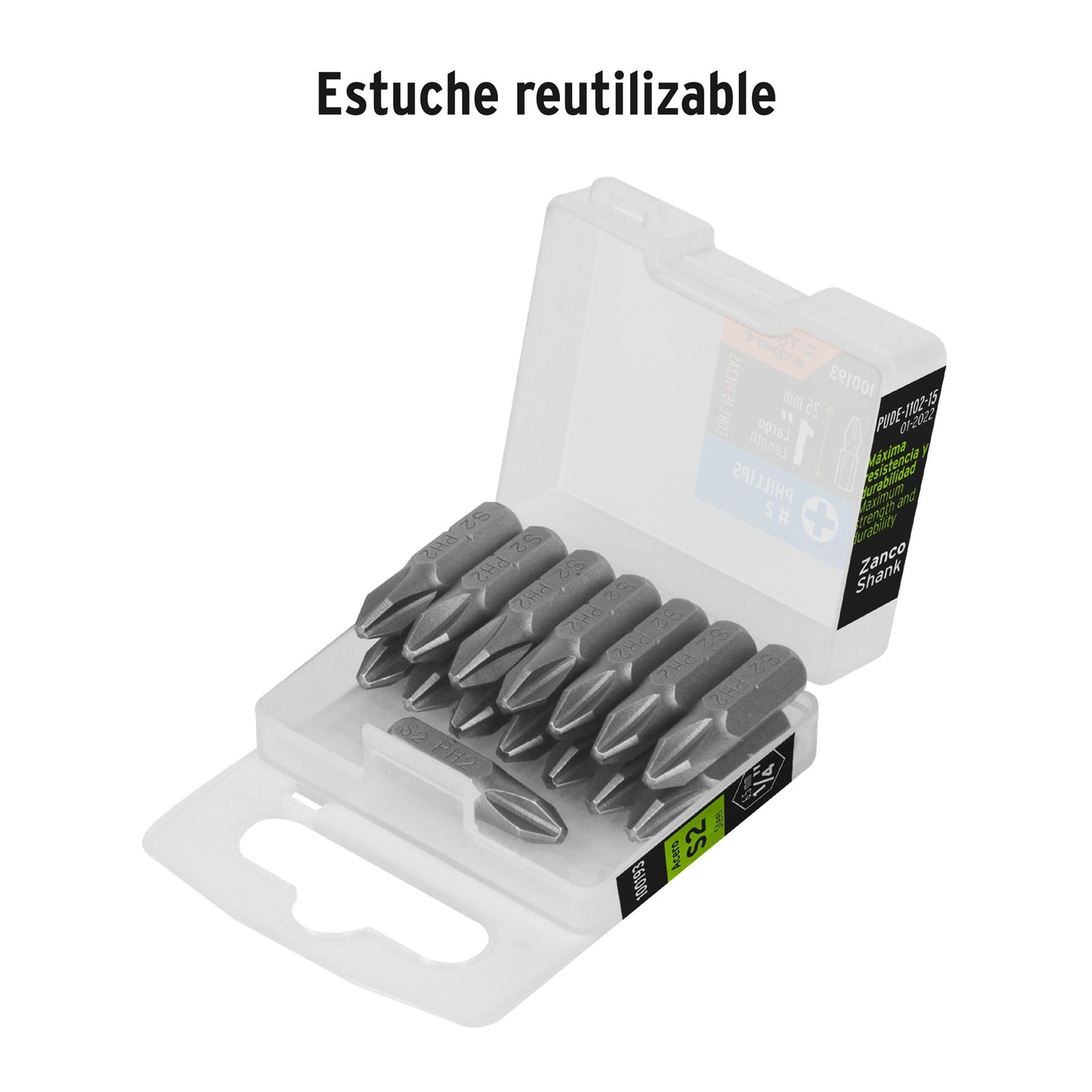 PUDE-1102-15 Puntas Phillips #2, 1', estuche con 15 piezas, Expert