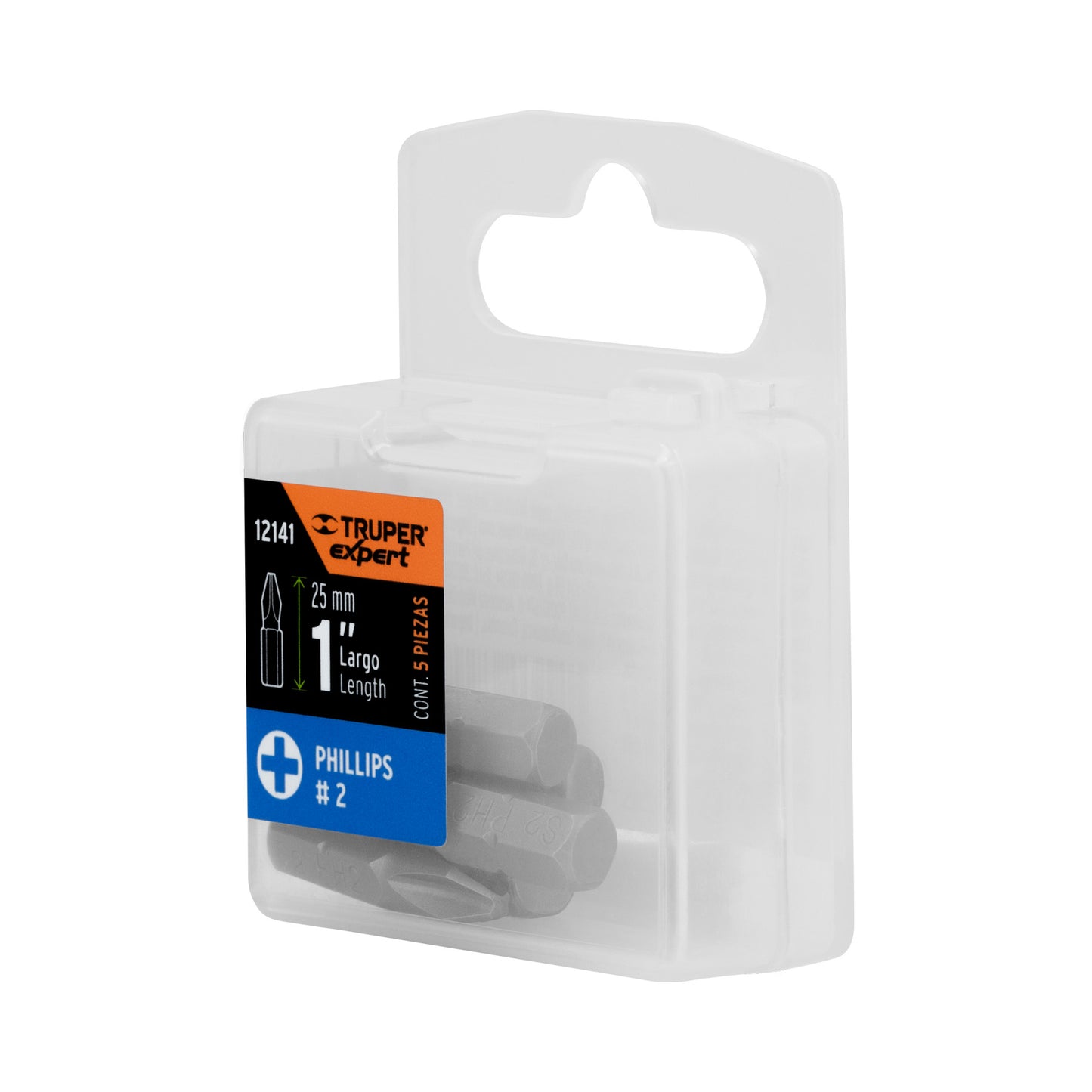 PUDE-1102 Puntas Phillips #2, 1', estuche con 5 piezas, Expert
