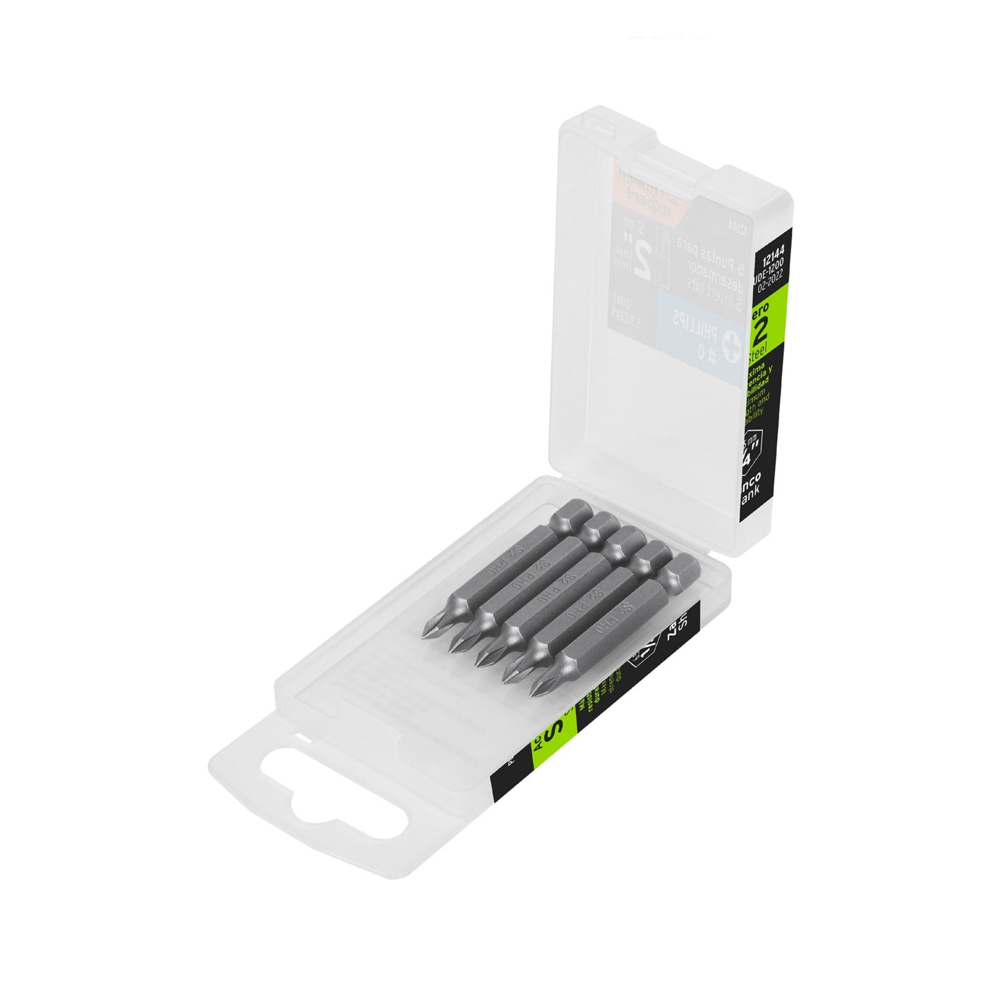 PUDE-1200 Puntas Phillips #0, 2', estuche con 5 piezas, Expert