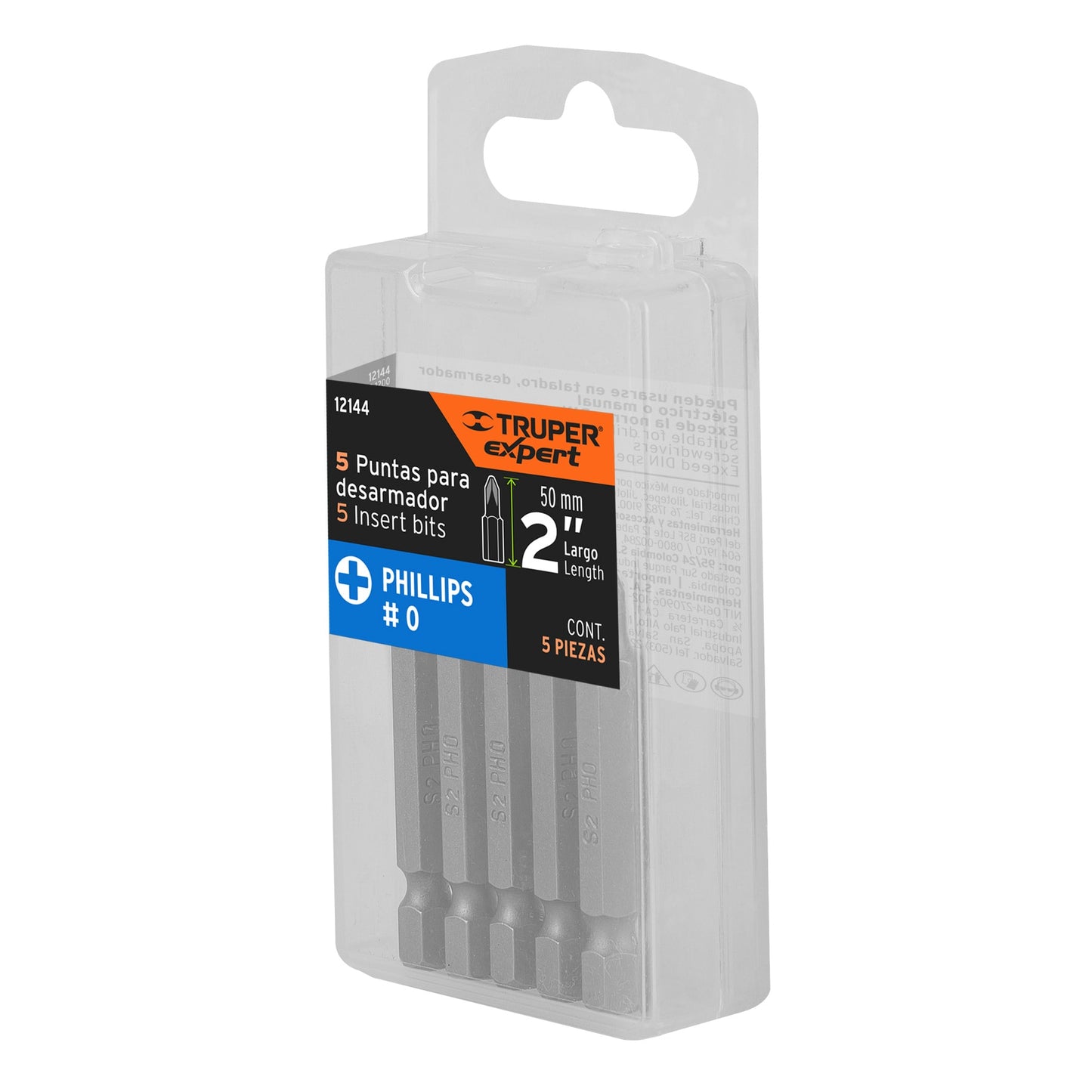 PUDE-1200 Puntas Phillips #0, 2', estuche con 5 piezas, Expert