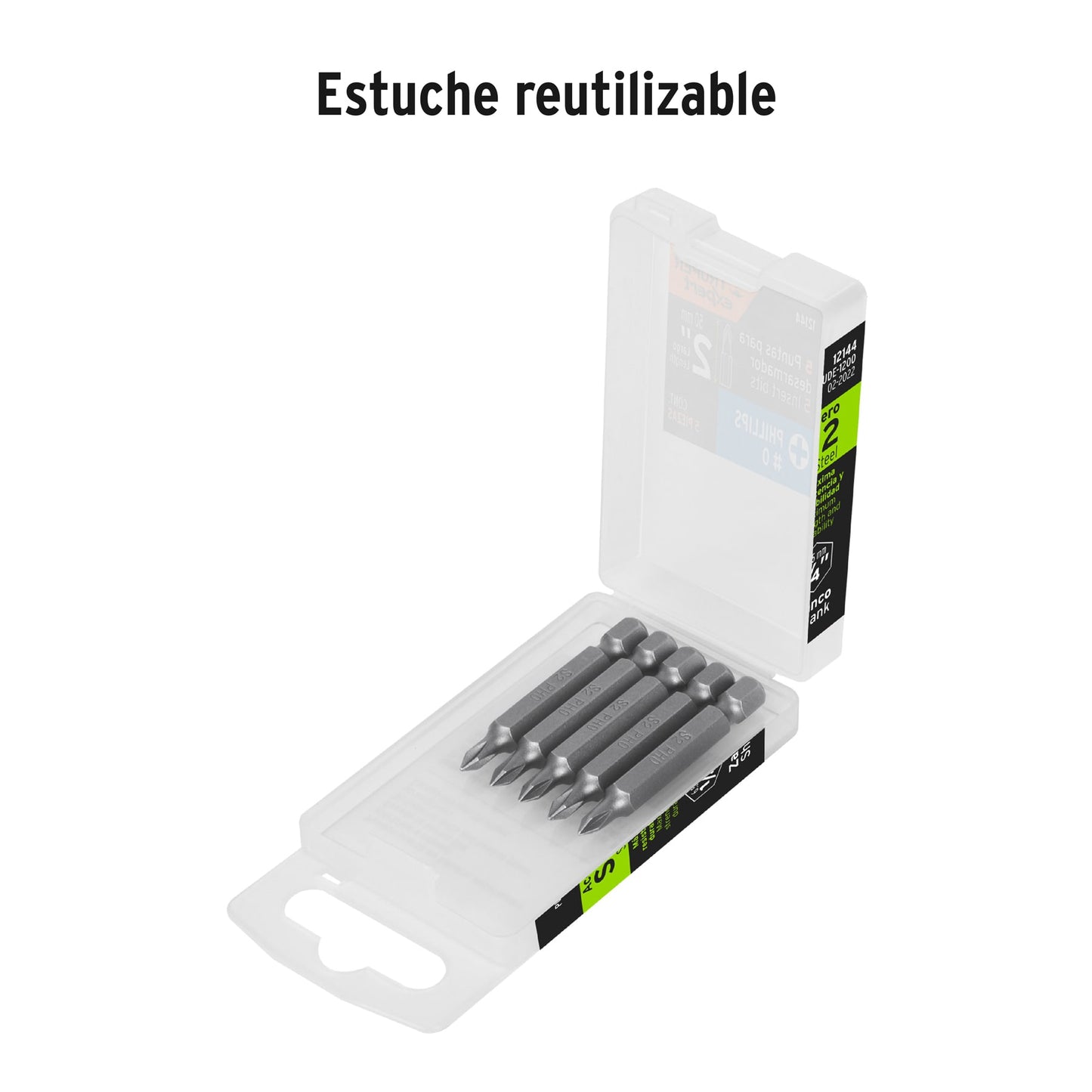 PUDE-1200 Puntas Phillips #0, 2', estuche con 5 piezas, Expert