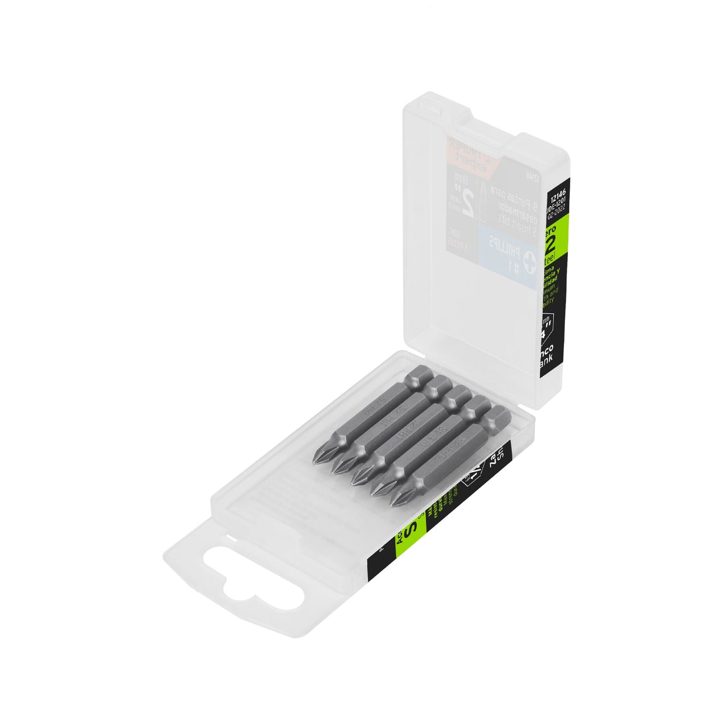 PUDE-1201 Puntas Phillips #1, 2', estuche con 5 piezas, Expert