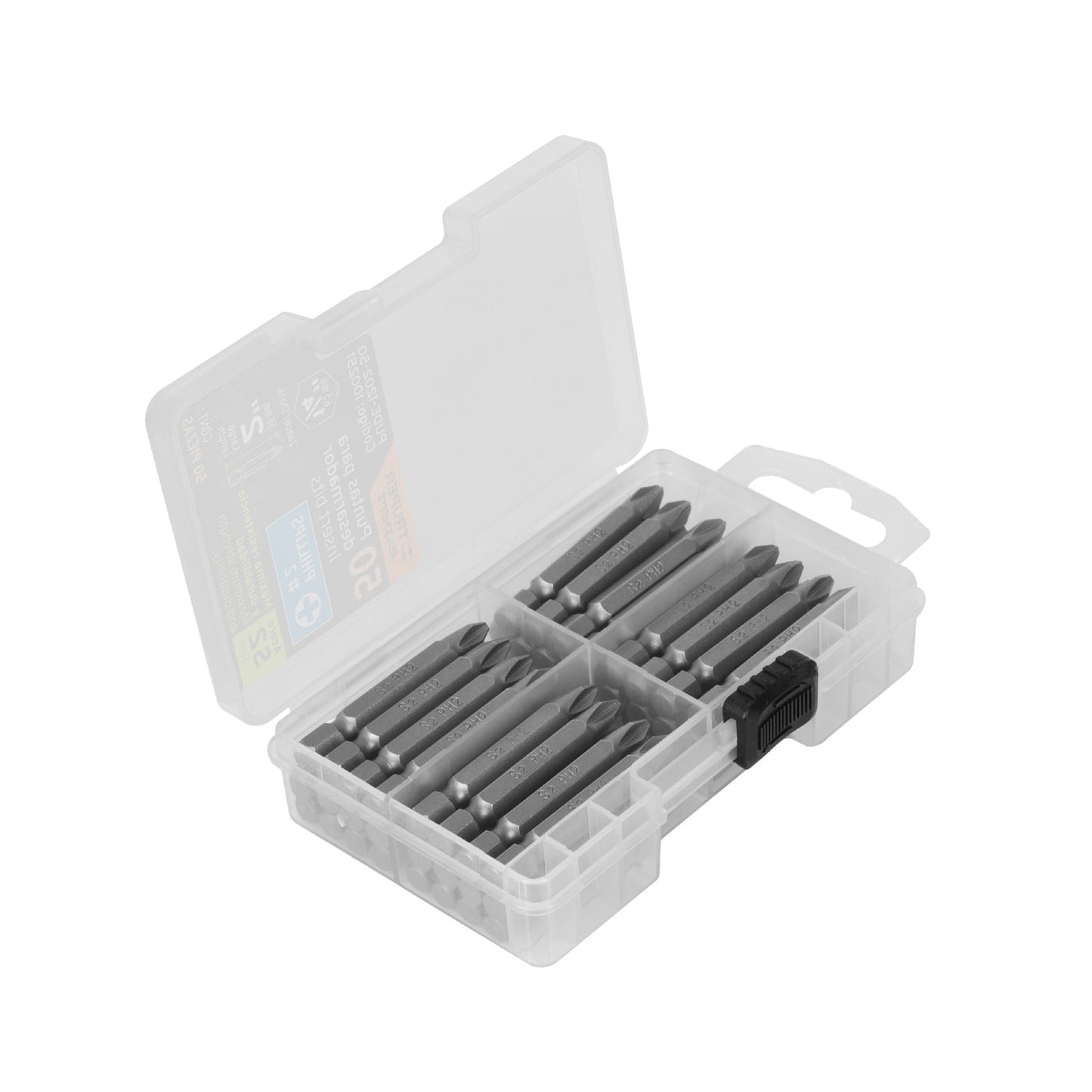 PUDE-1202-50 Puntas Phillips #2, 2', estuche con 50 piezas, Expert