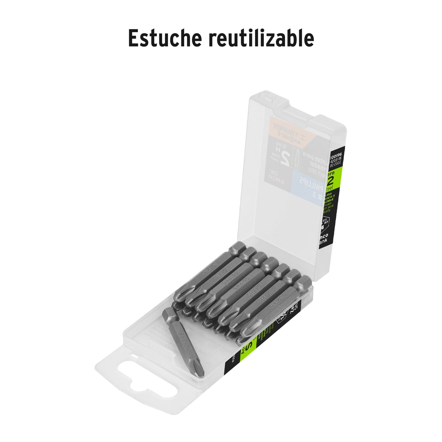 PUDE-1203-15 Puntas Phillips #3, 2', estuche con 15 piezas, Expert