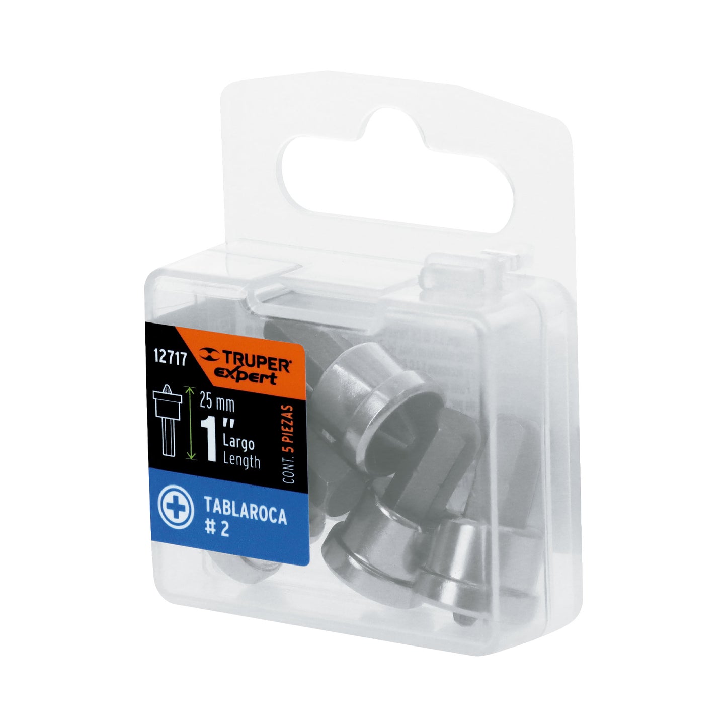 PUDE-1205 Puntas Phillips #2, 1' p/tablaroca, estuche con 5 piezas