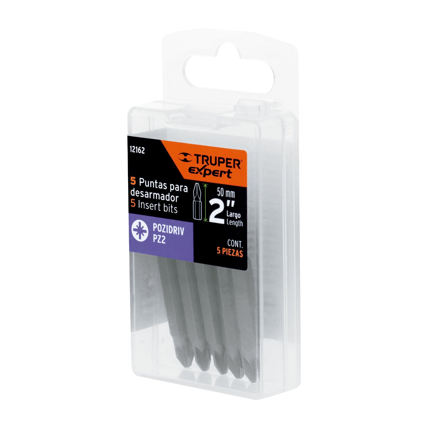 PUDE-2202 Puntas Pozidriv #2, 2', estuche con 5 piezas, Expert