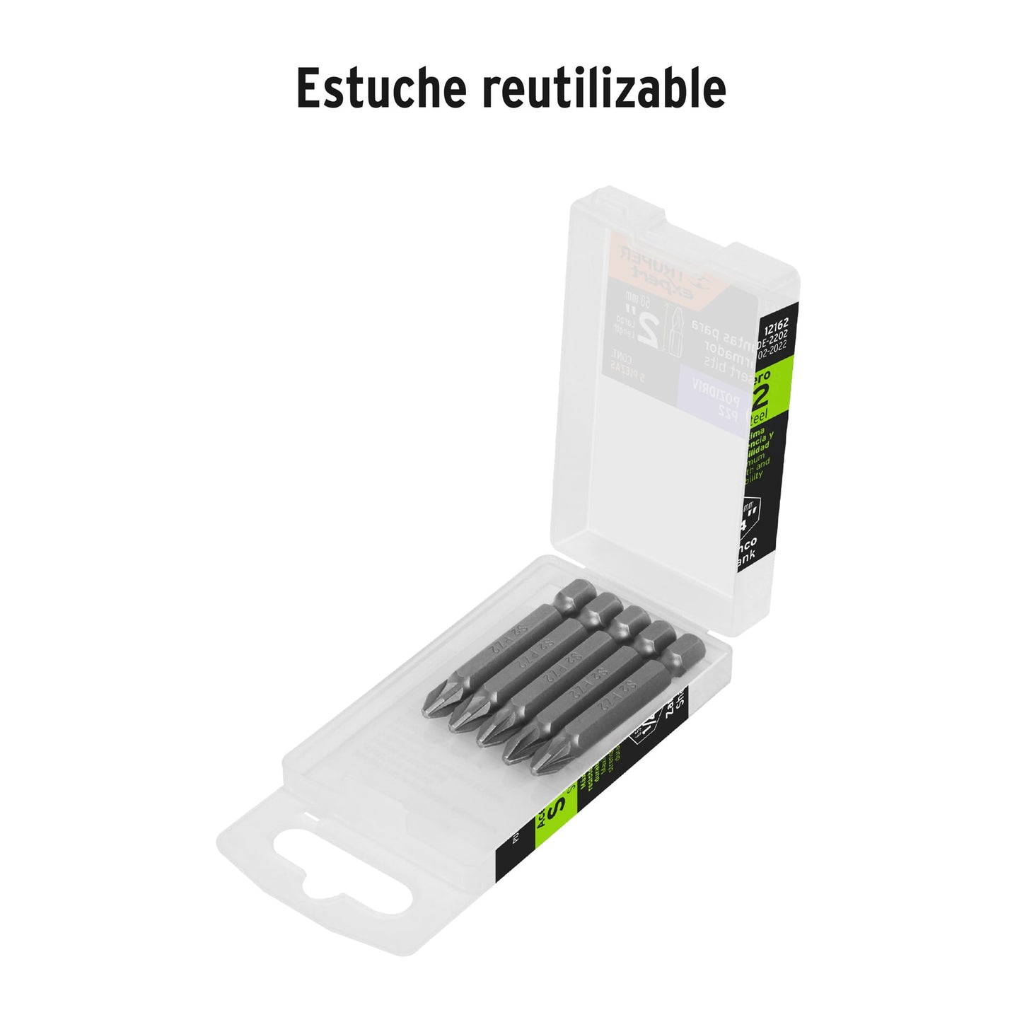 PUDE-2202 Puntas Pozidriv #2, 2', estuche con 5 piezas, Expert