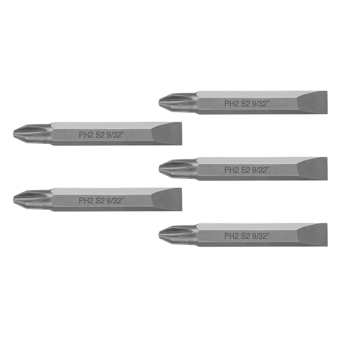 PUDE-4202 Puntas dobles Phillips #2,plana 9/32, 2', estuche 5 piezas
