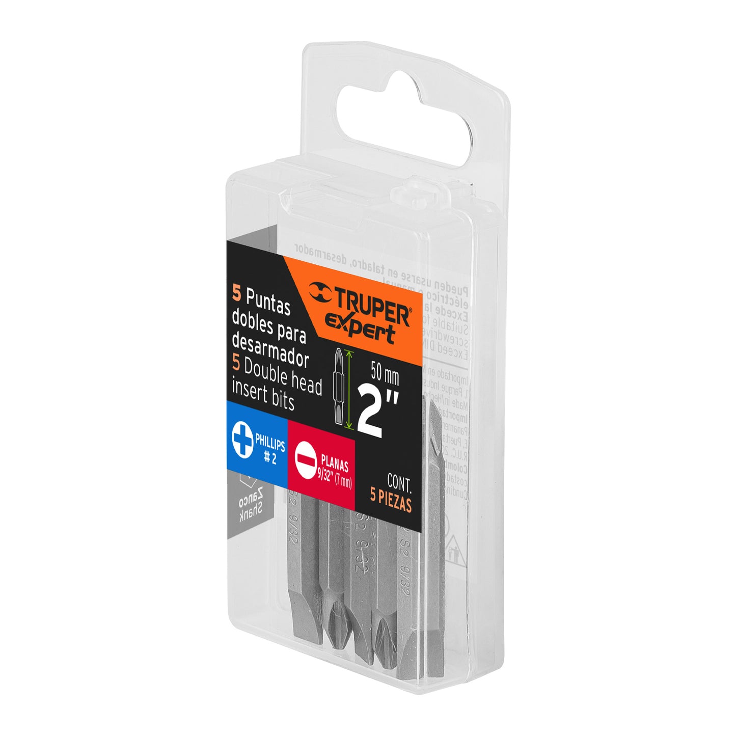 PUDE-4202 Puntas dobles Phillips #2,plana 9/32, 2', estuche 5 piezas