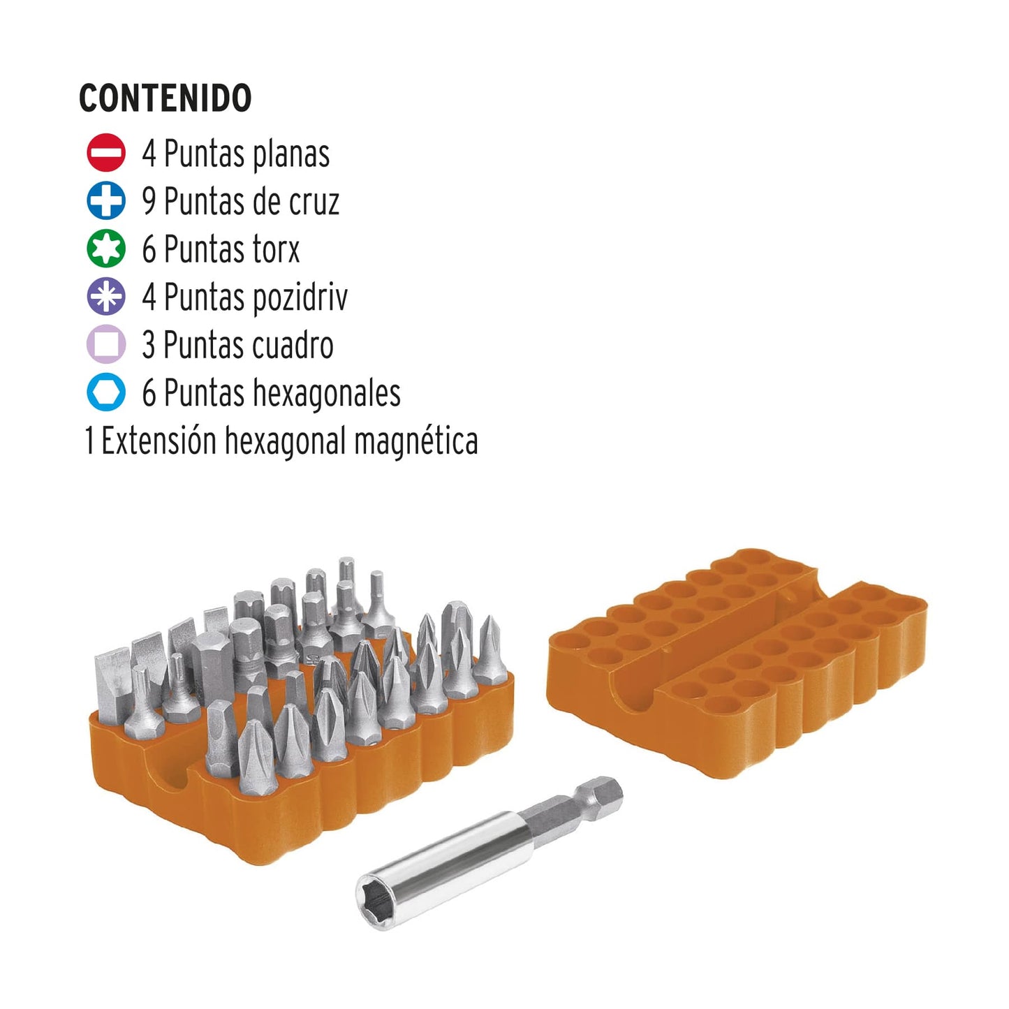 PUN-33 Juego de 33 puntas, largo 1"
