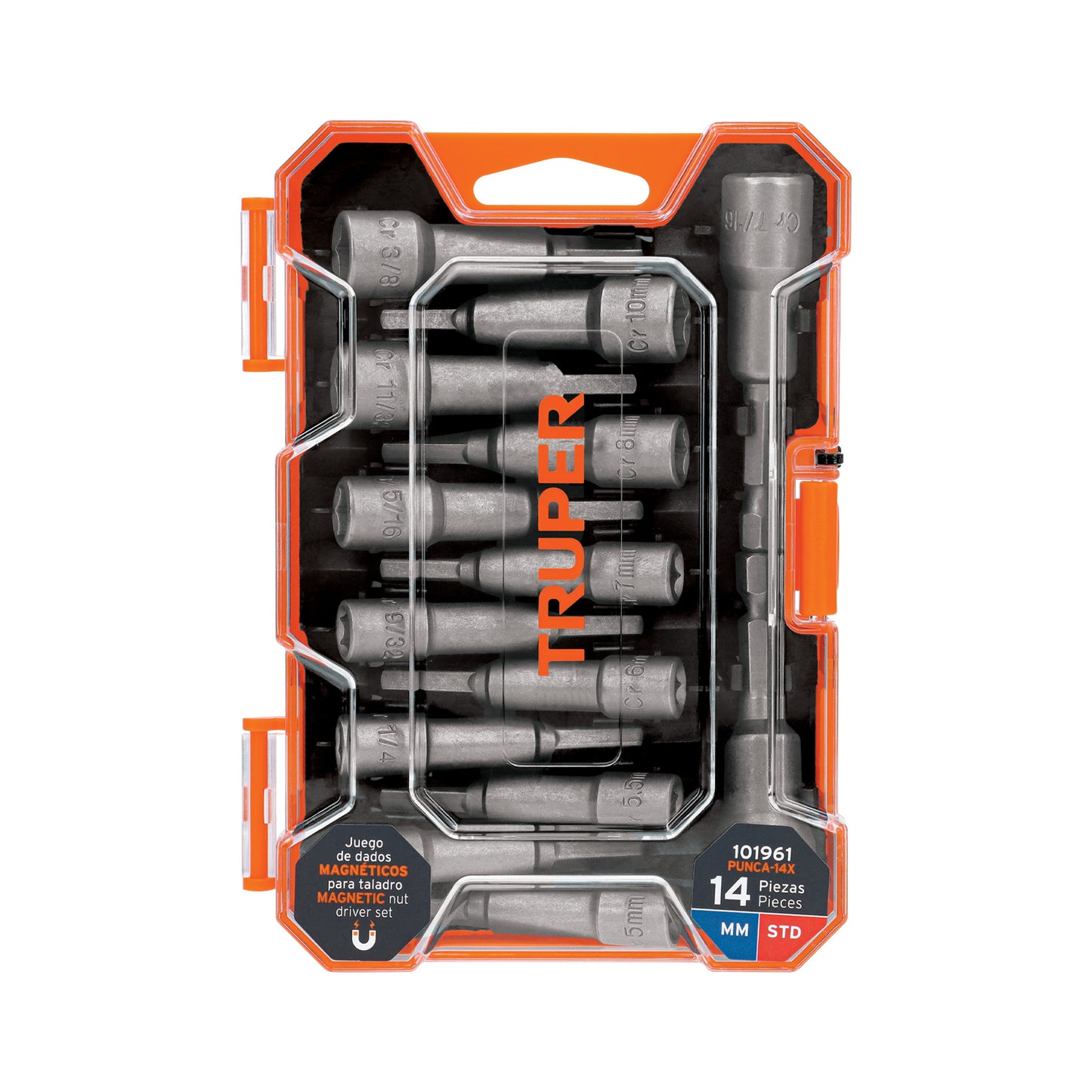 PUNCA-14X Juego de dados magnéticos para taladro,14 pzas,Truper Expert