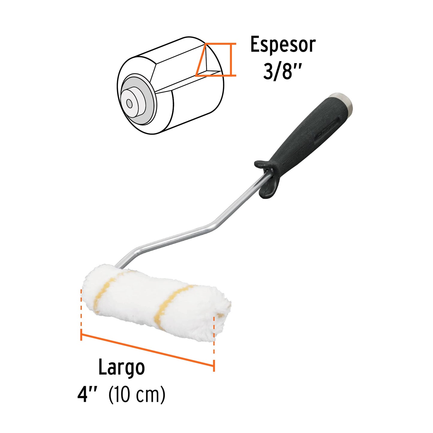 ROPI-420N Mini rodillo para pintar, felpa 4 x 3/8", de nylon