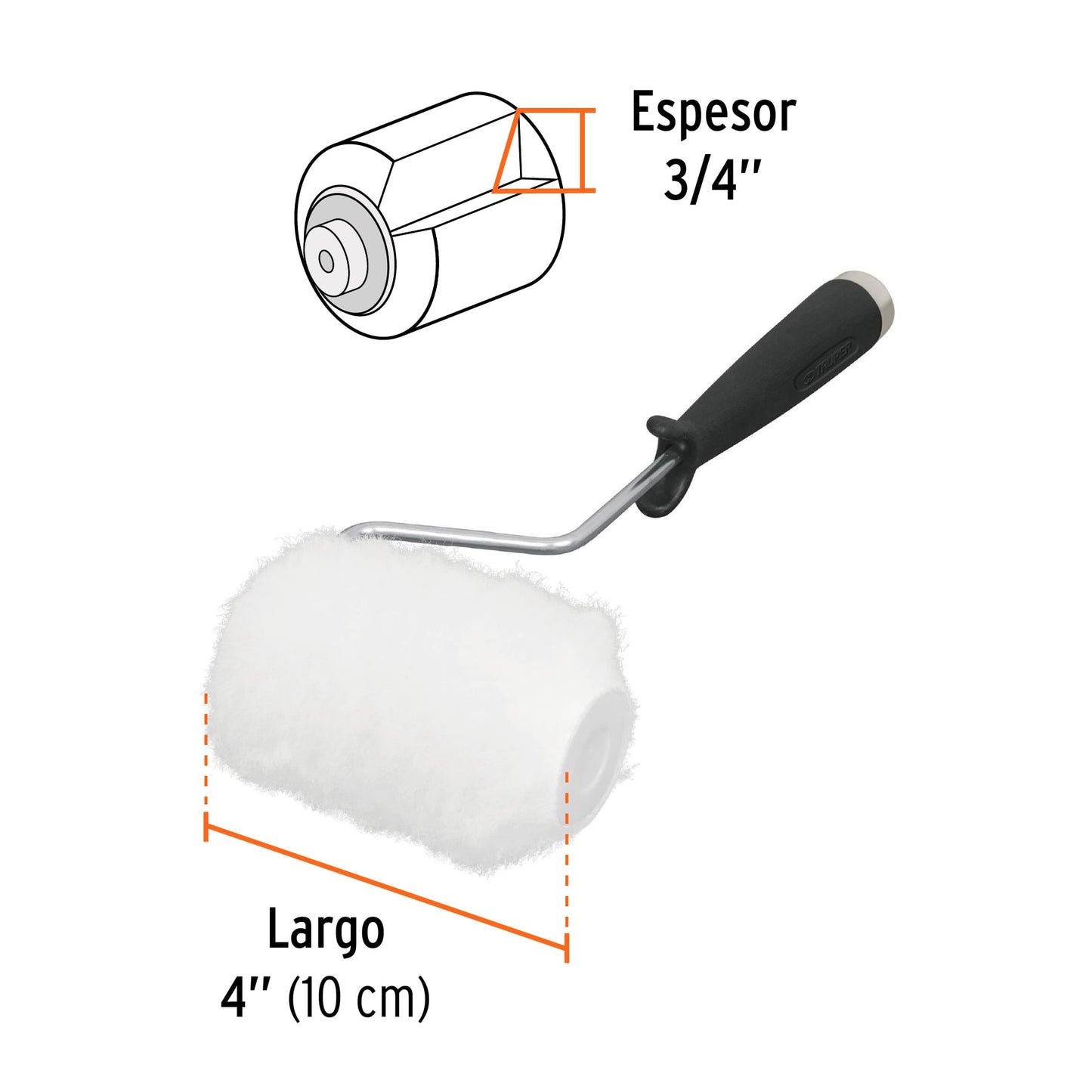ROPI-420P Mini rodillo para pintar, felpa 4 x 3/4", de poliester