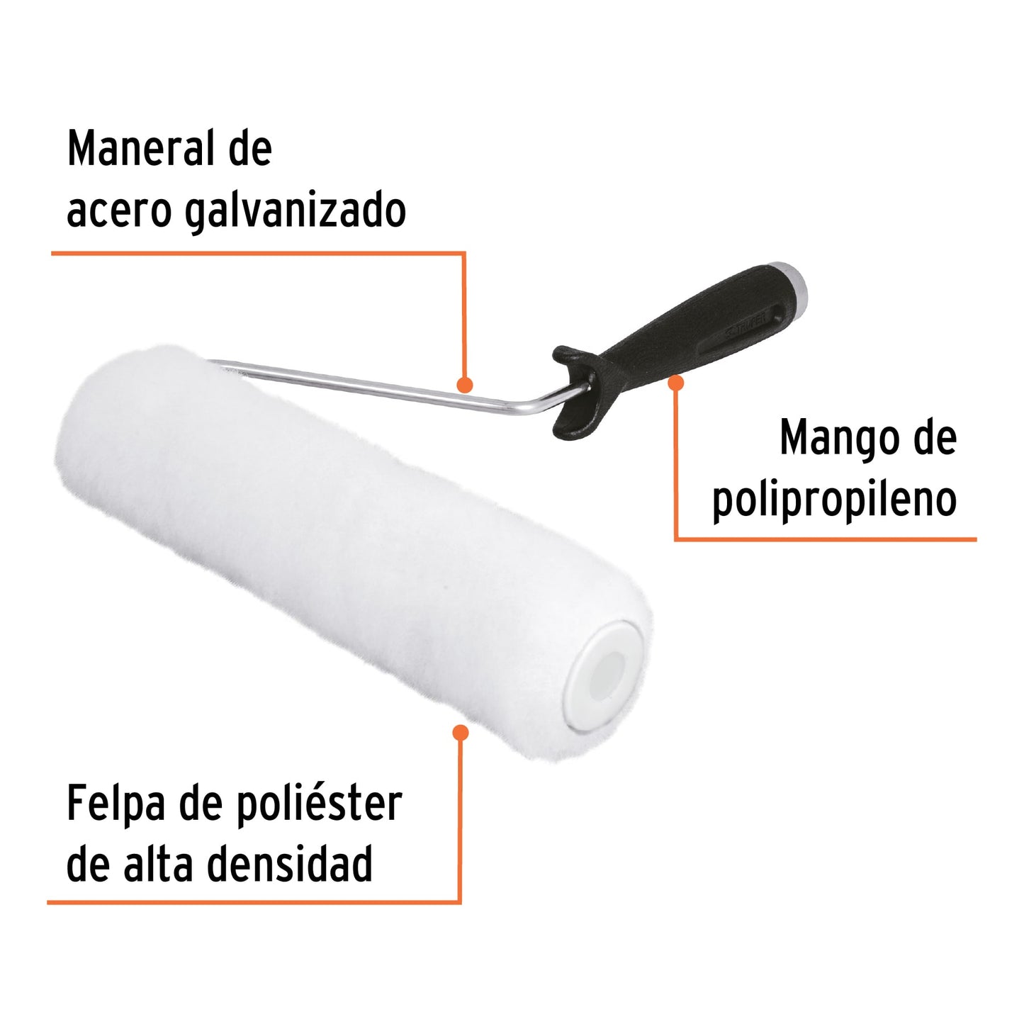ROPI-910 Rodillo para pintar, felpa 9 x 3/8", extra lisa
