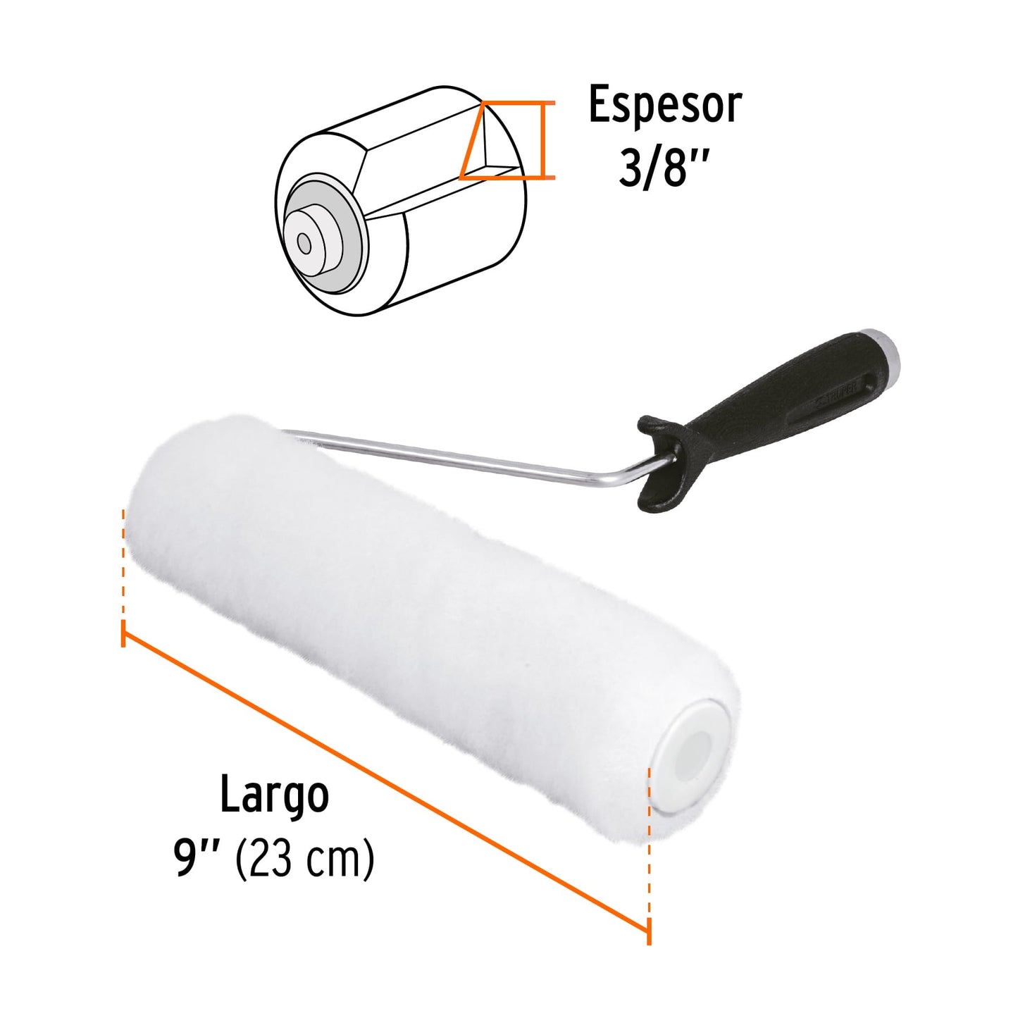 ROPI-910 Rodillo para pintar, felpa 9 x 3/8", extra lisa
