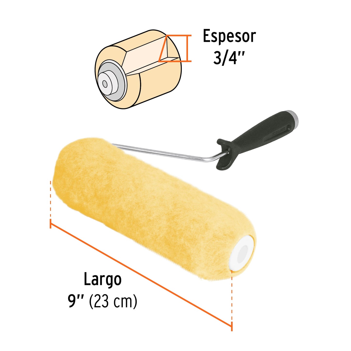 ROPI-920 Rodillo para pintar, felpa 9 x 3/4", semi rugosa