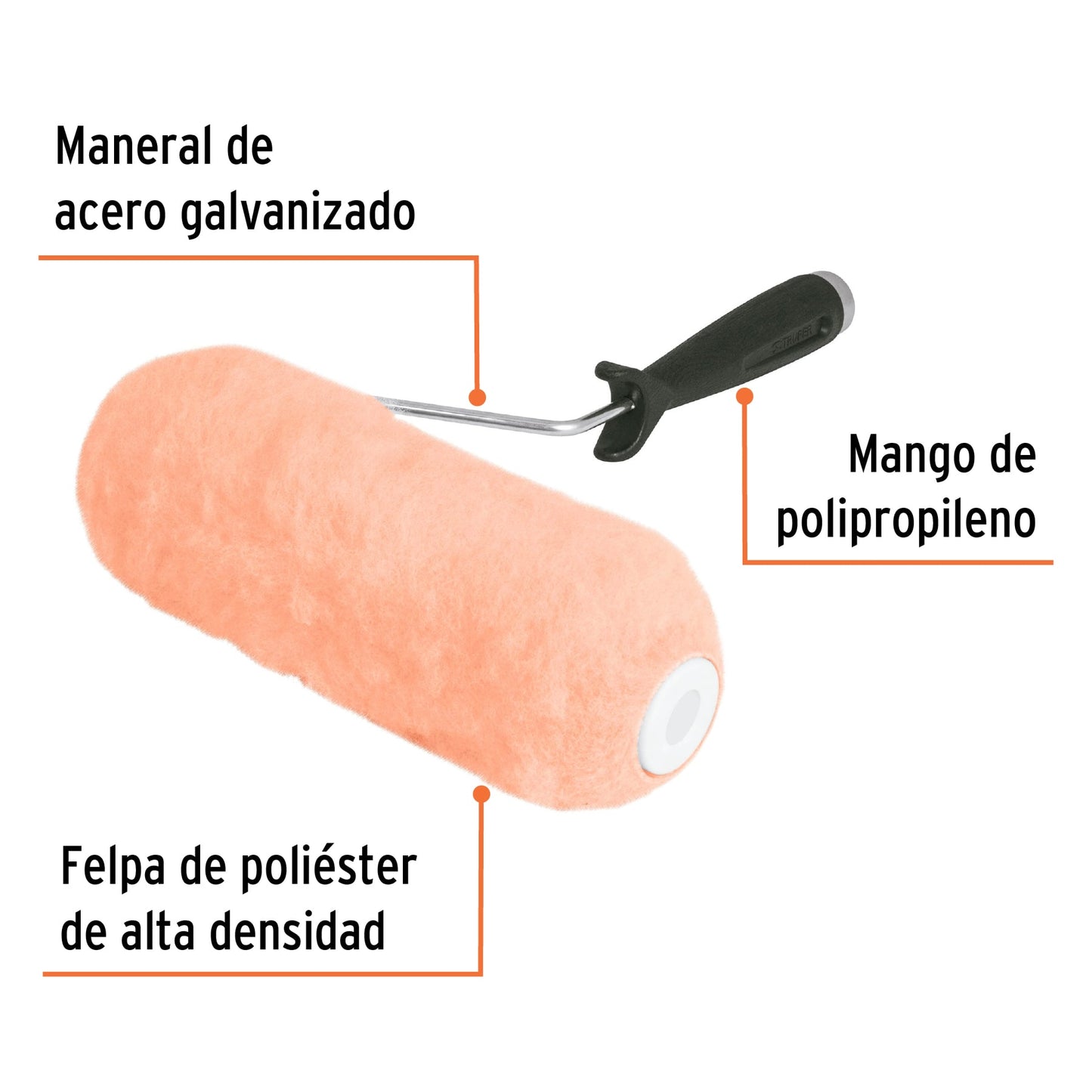 ROPI-925 Rodillo para pintar, felpa 9 x 1", rugosa