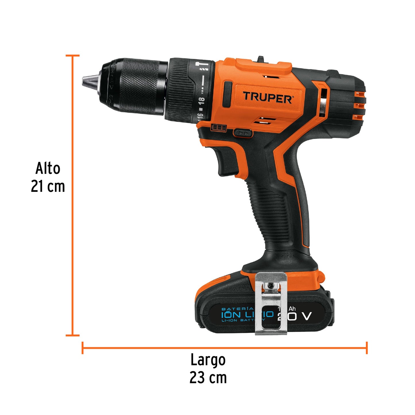 ROTI-18A2 Taladro percutor inalámbrico, batería ion litio, 18 V, 1/2"