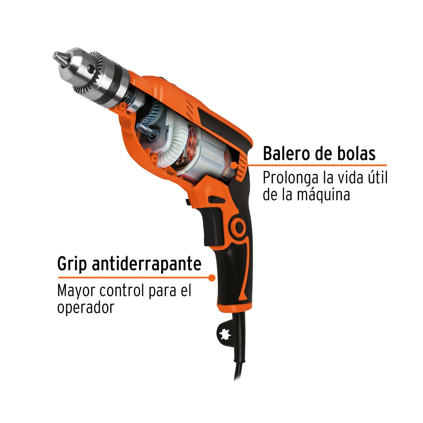 ROTO-3/8A4 Taladro percutor 3/8", profesional, 550 W