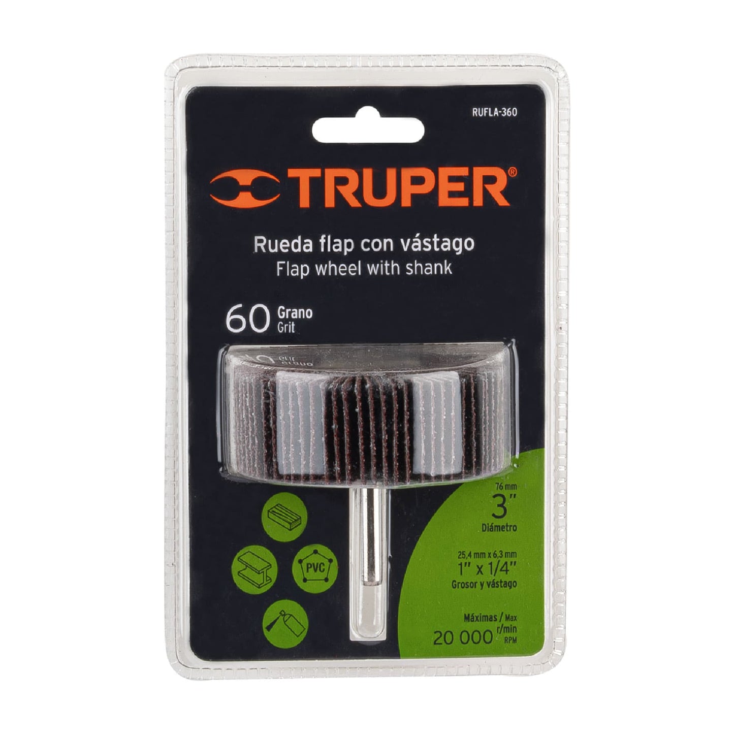 RUFLA-360 Rueda flap de 3", grano 60