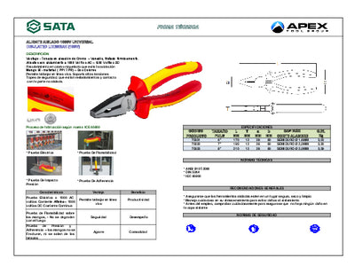 ST70333ST Alicate universal 8" DVE aislado 100V