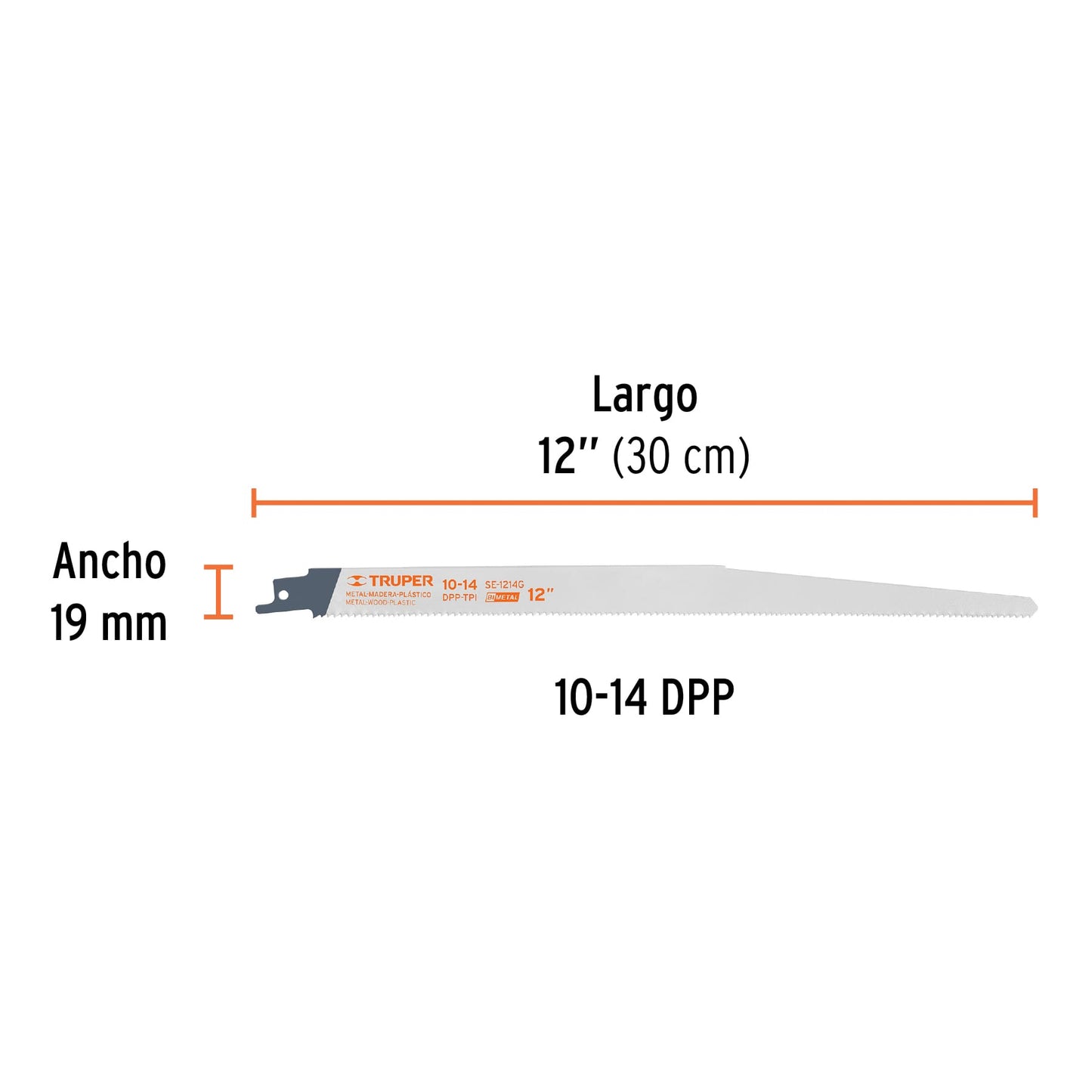 SE-1214G Segueta sierra sable, 12', 10-14 DPP, cónica, usos generales