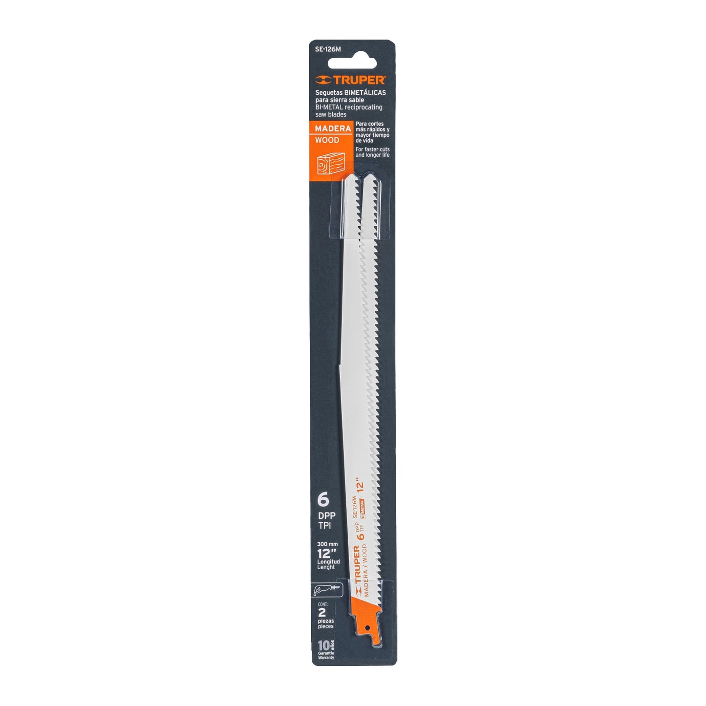SE-126M Segueta sierra sable, 12', 6 DPP, cónica para madera, 2 pzas