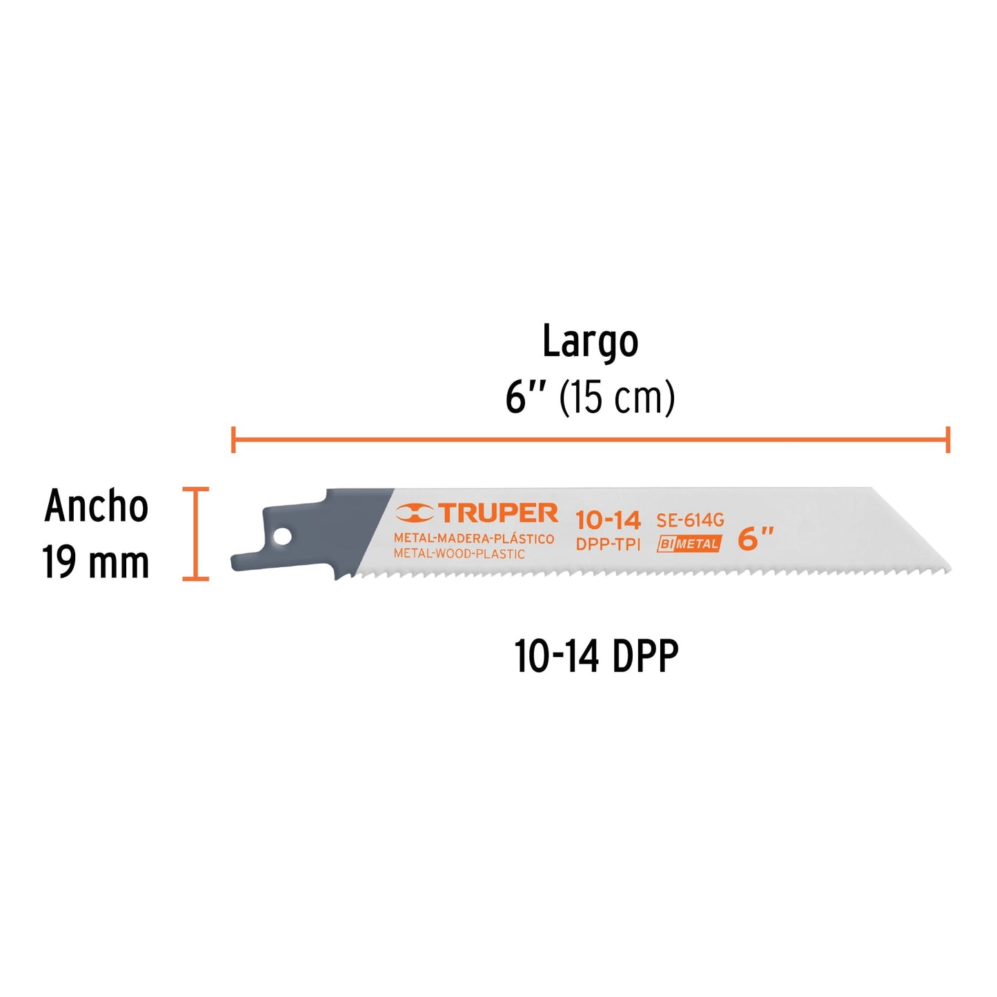 SE-614G Segueta sierra sable, 6', 10-14 DPP, recta, usos generales