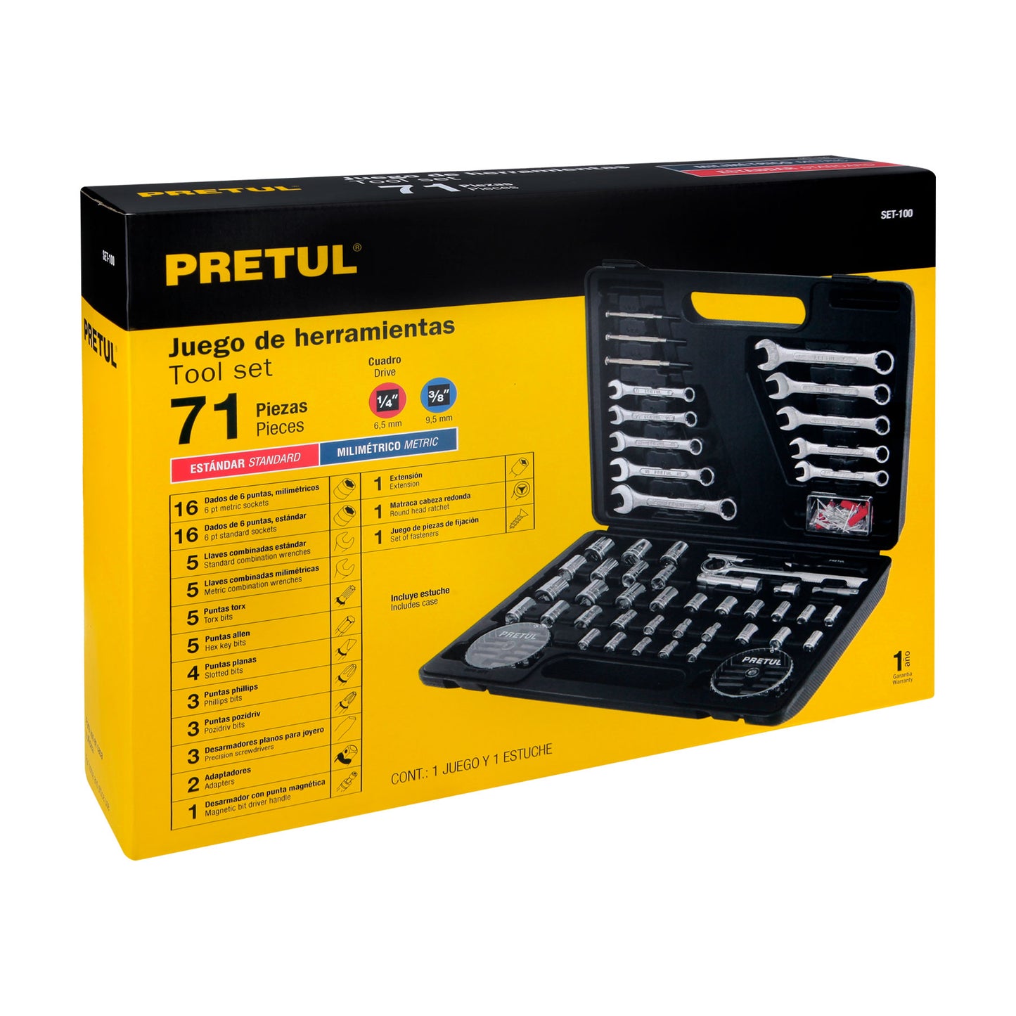 SET-100 Juego de herramientas, 100 piezas, Pretul