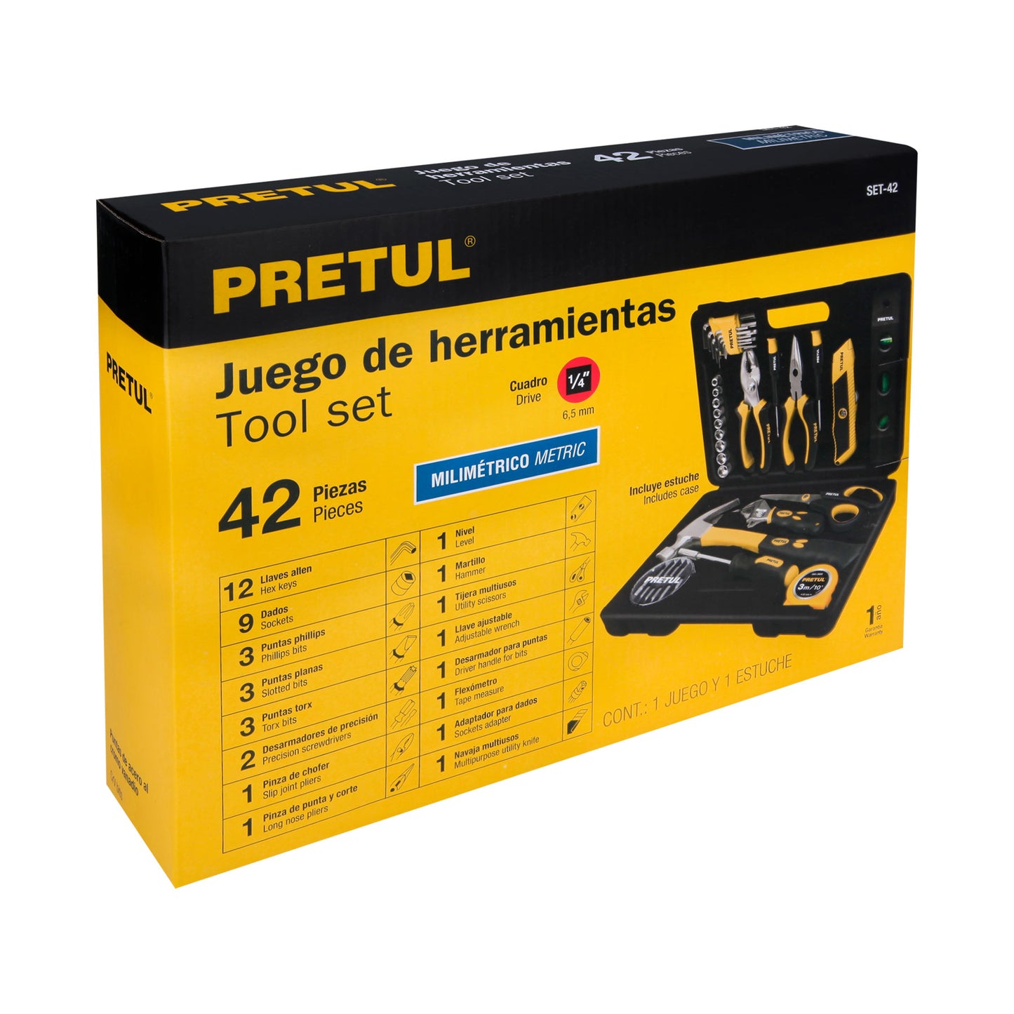SET-42 Juego de herramientas, 42 piezas, Pretul