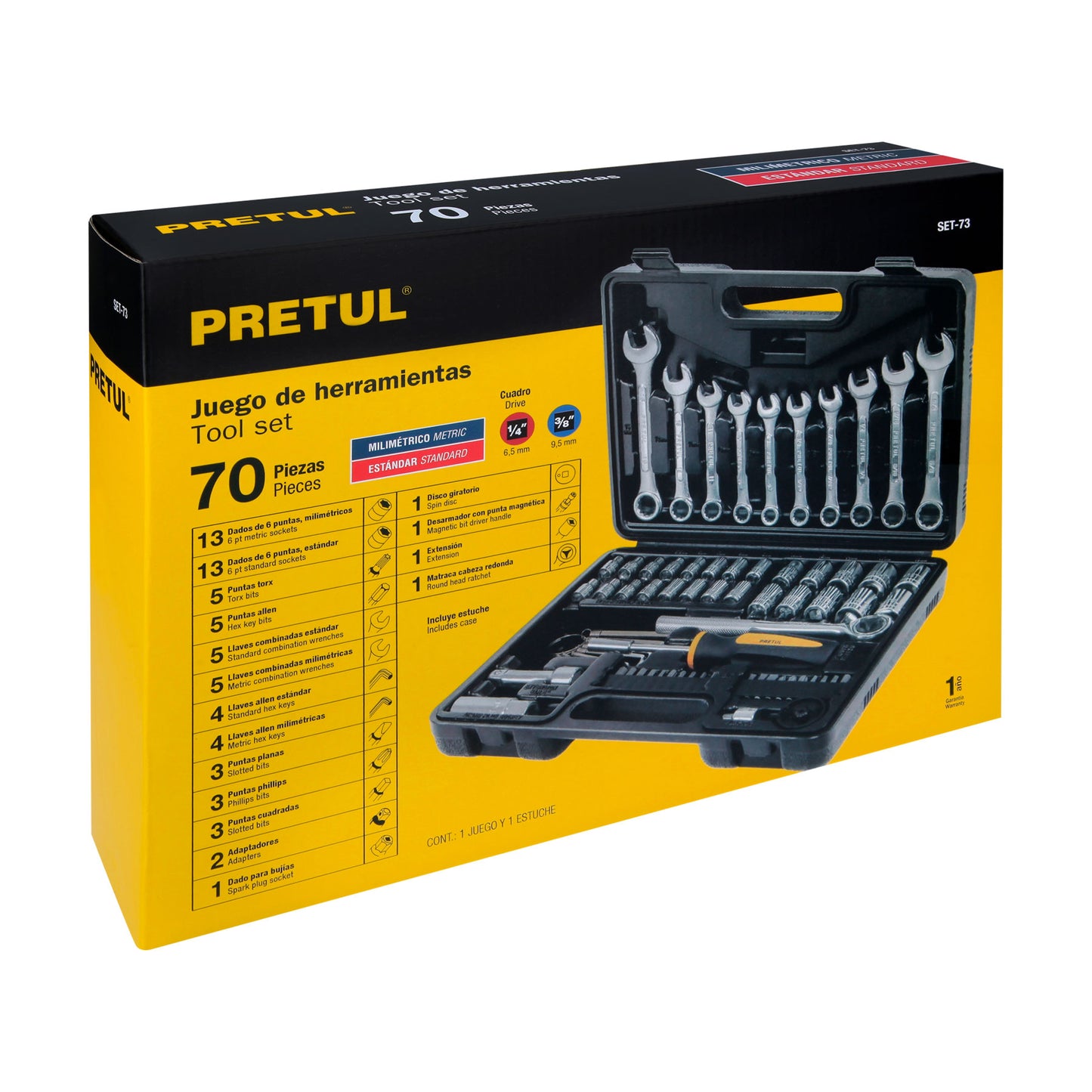 SET-73 Juego de herramientas, 73 piezas, Pretul