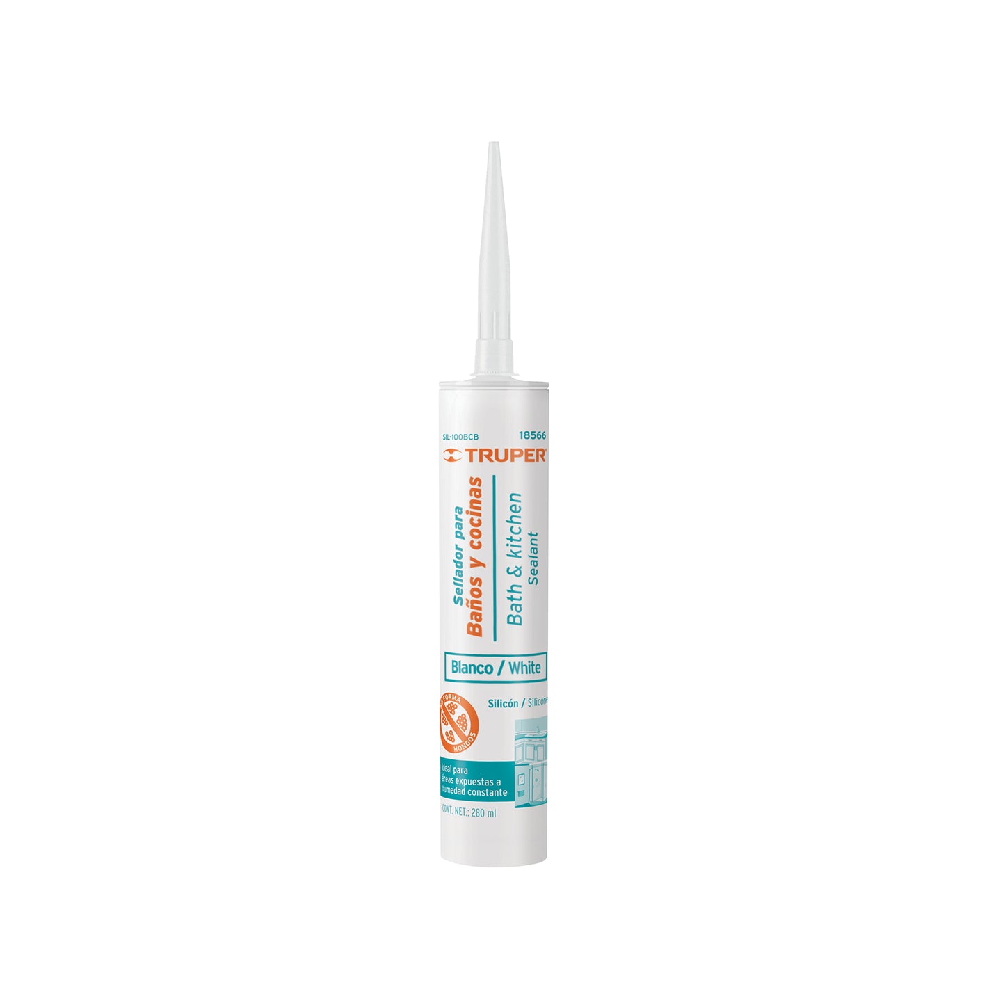 SIL-100BCB Sellador blanco para baño y cocina, 280 ml