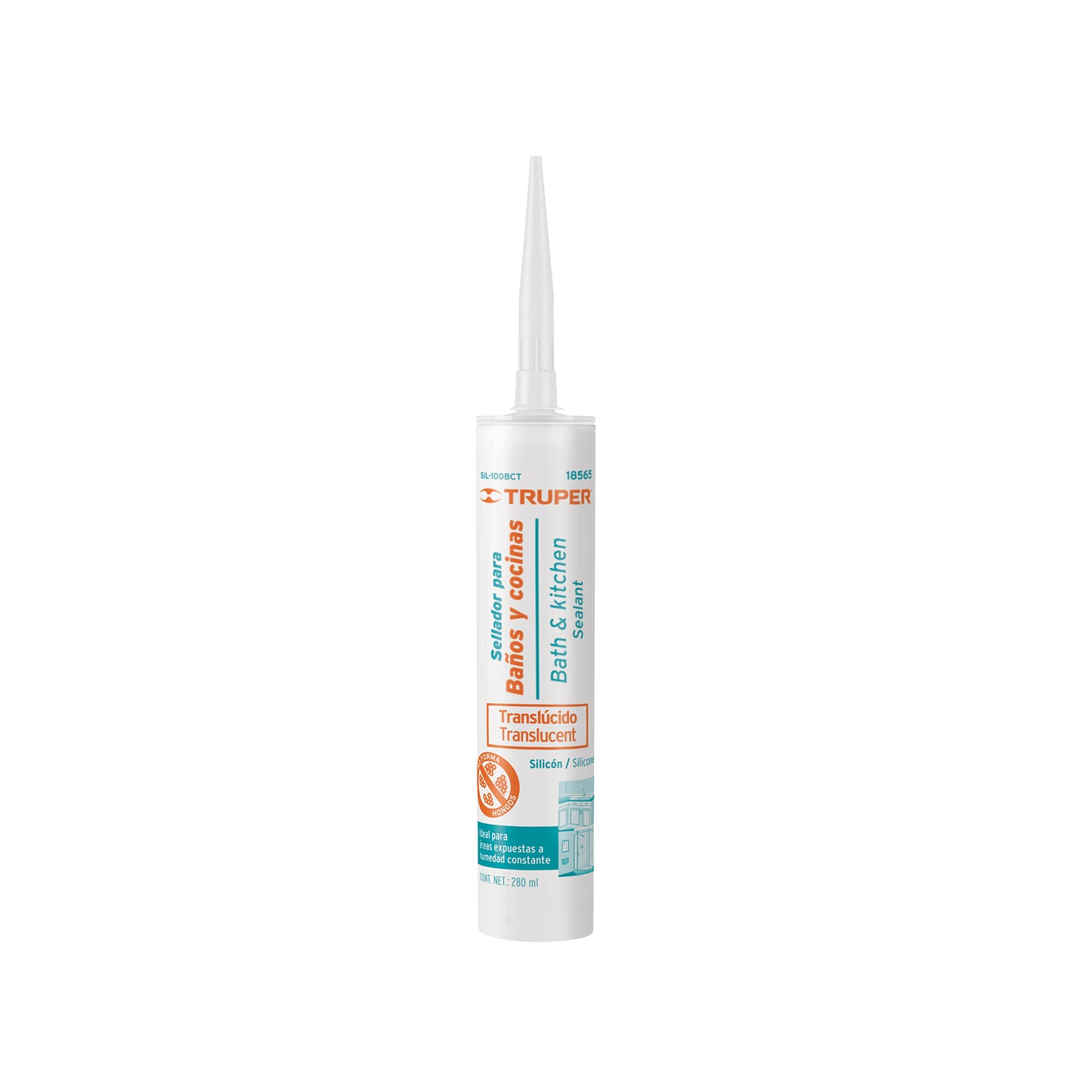 SIL-100BCT Sellador transparente para baño y cocina, 280 ml