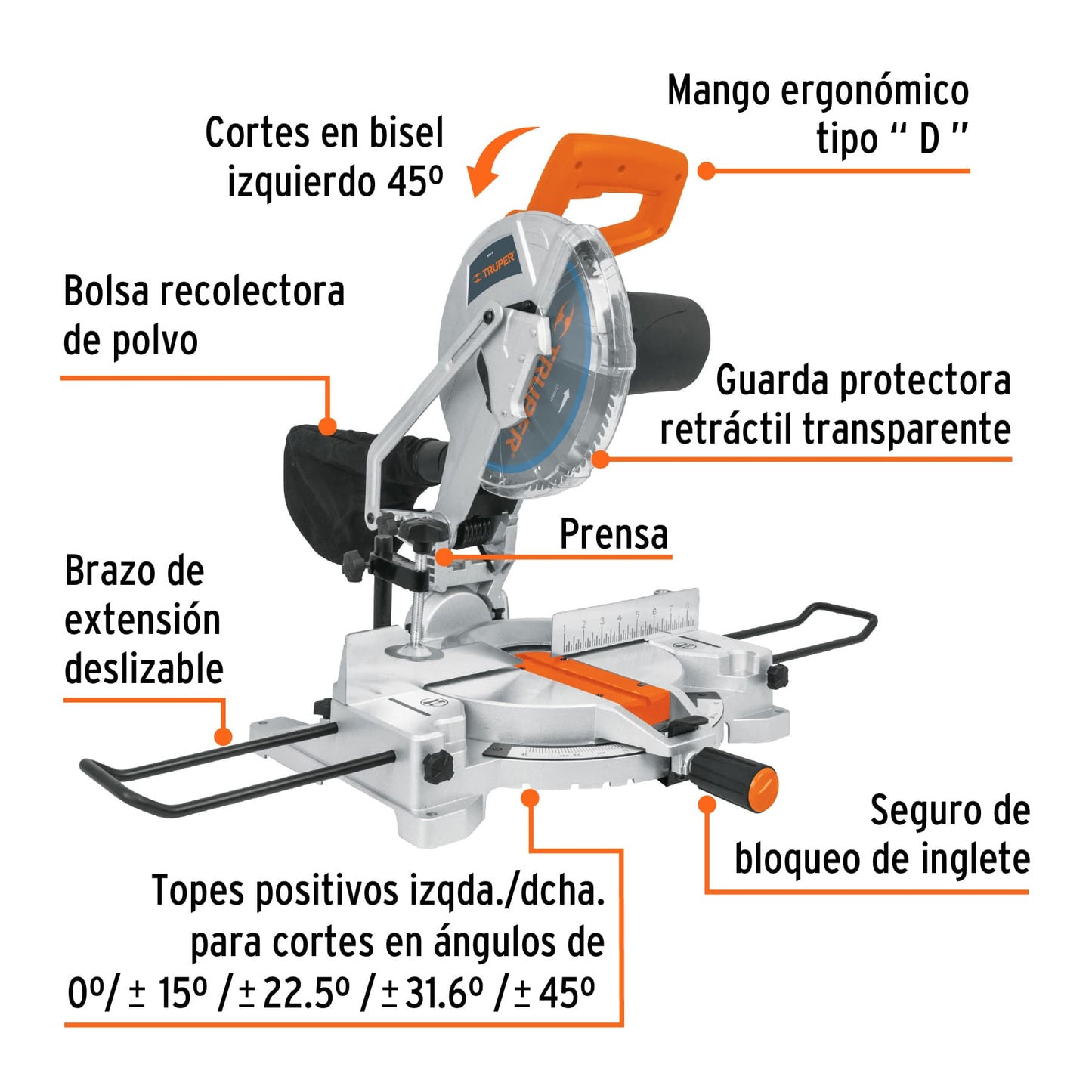 SINA-10 Sierra de inglete para corte en aluminio, 10"