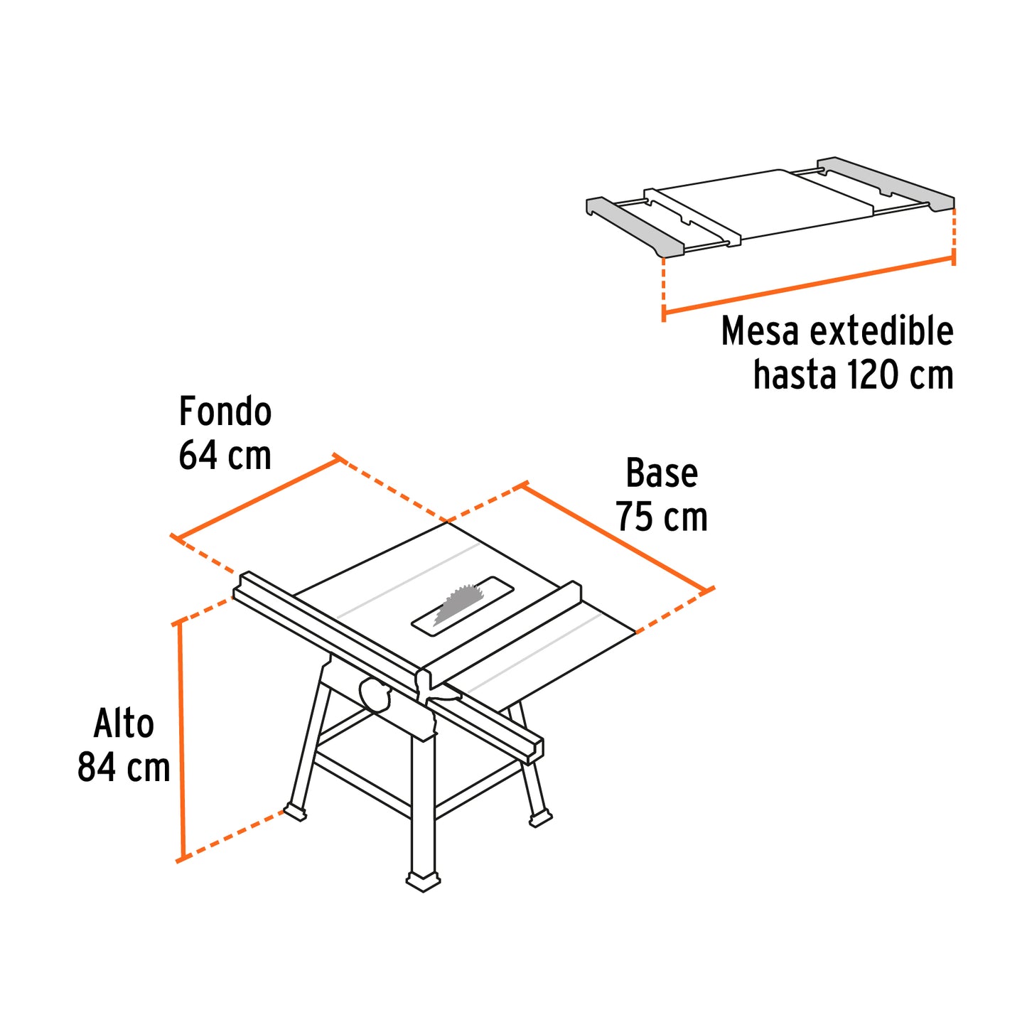 SME-10B Sierra de mesa 10' con base, 2.4 HP