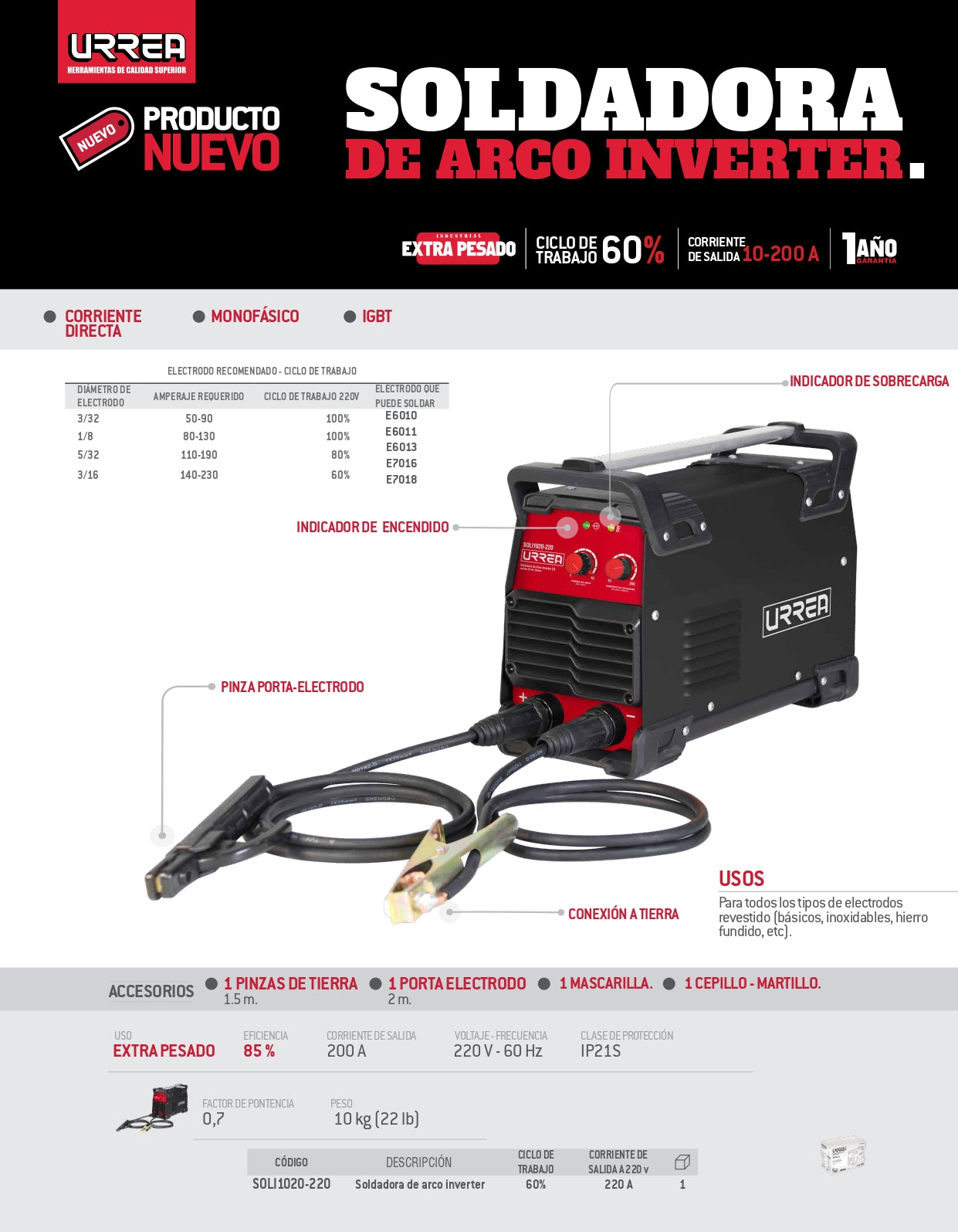 SOLI1020-220 Soldador inversor 220V 200A