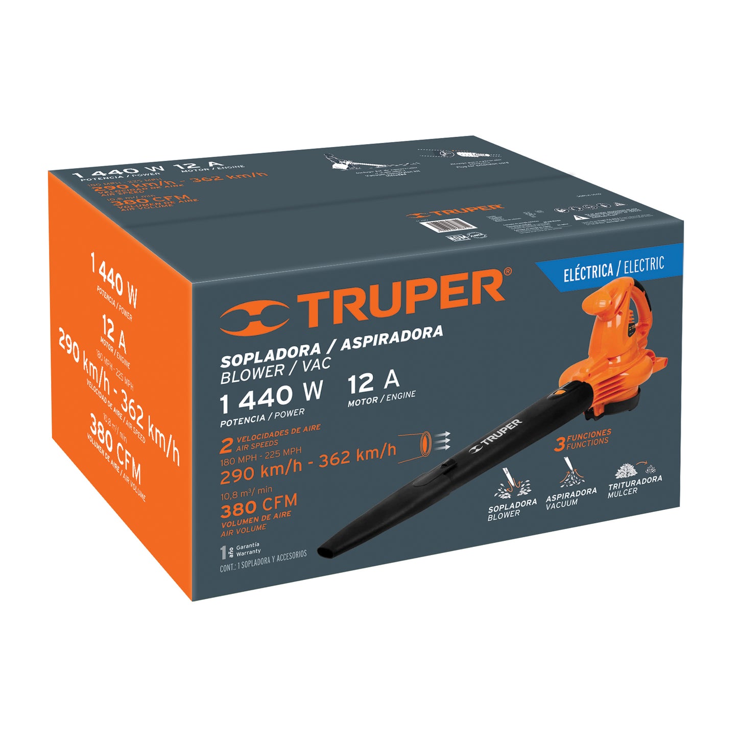 SOPLA-1440 Sopladora/Aspiradora eléctrica 1,440W, con bolsa recolectora